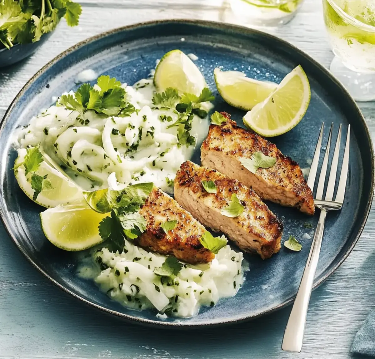 Kräuter-Schnitzel mit Brokkoli-Kartoffel-Püree