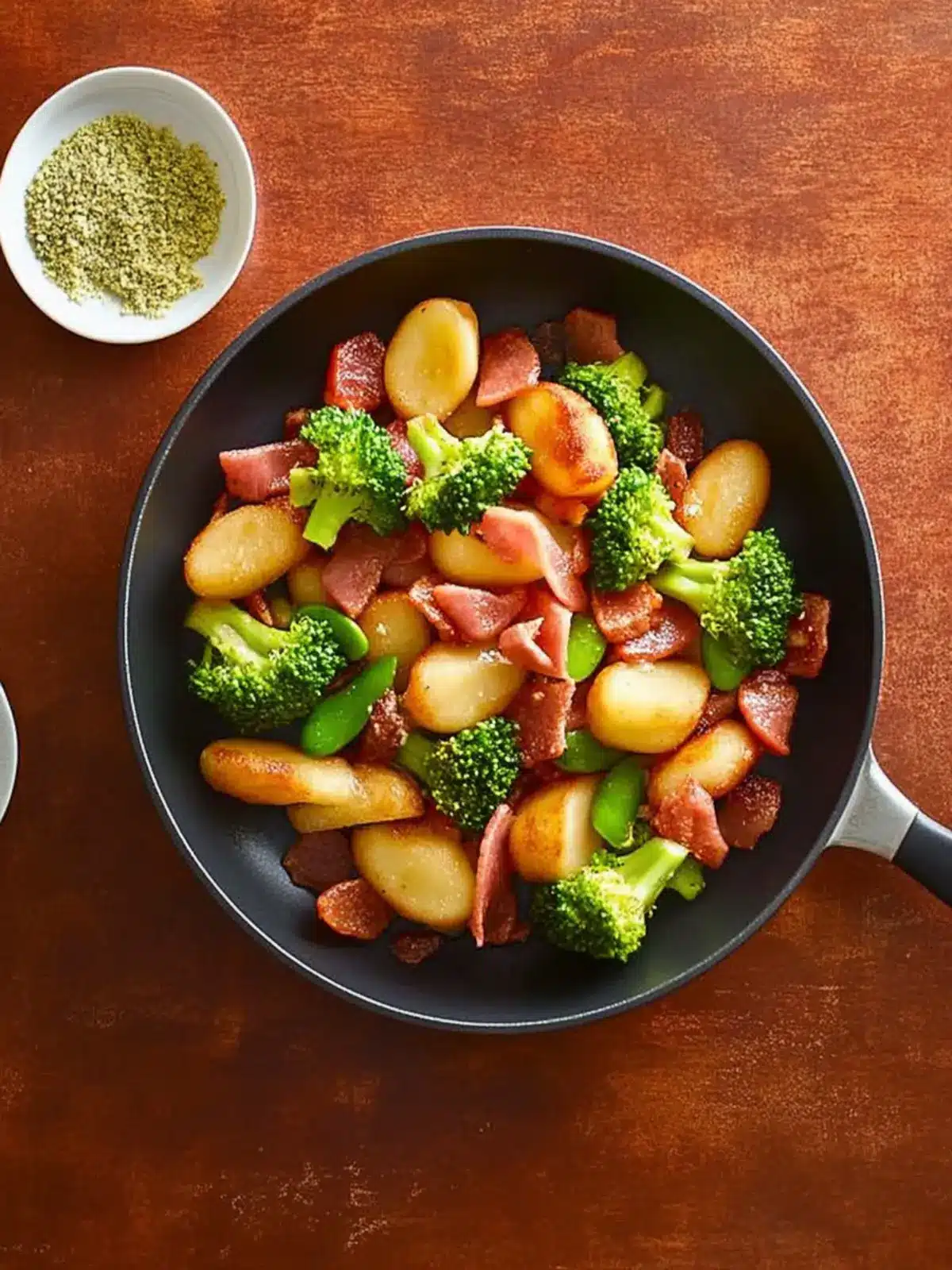 Gnocchi with bacon and broccoli