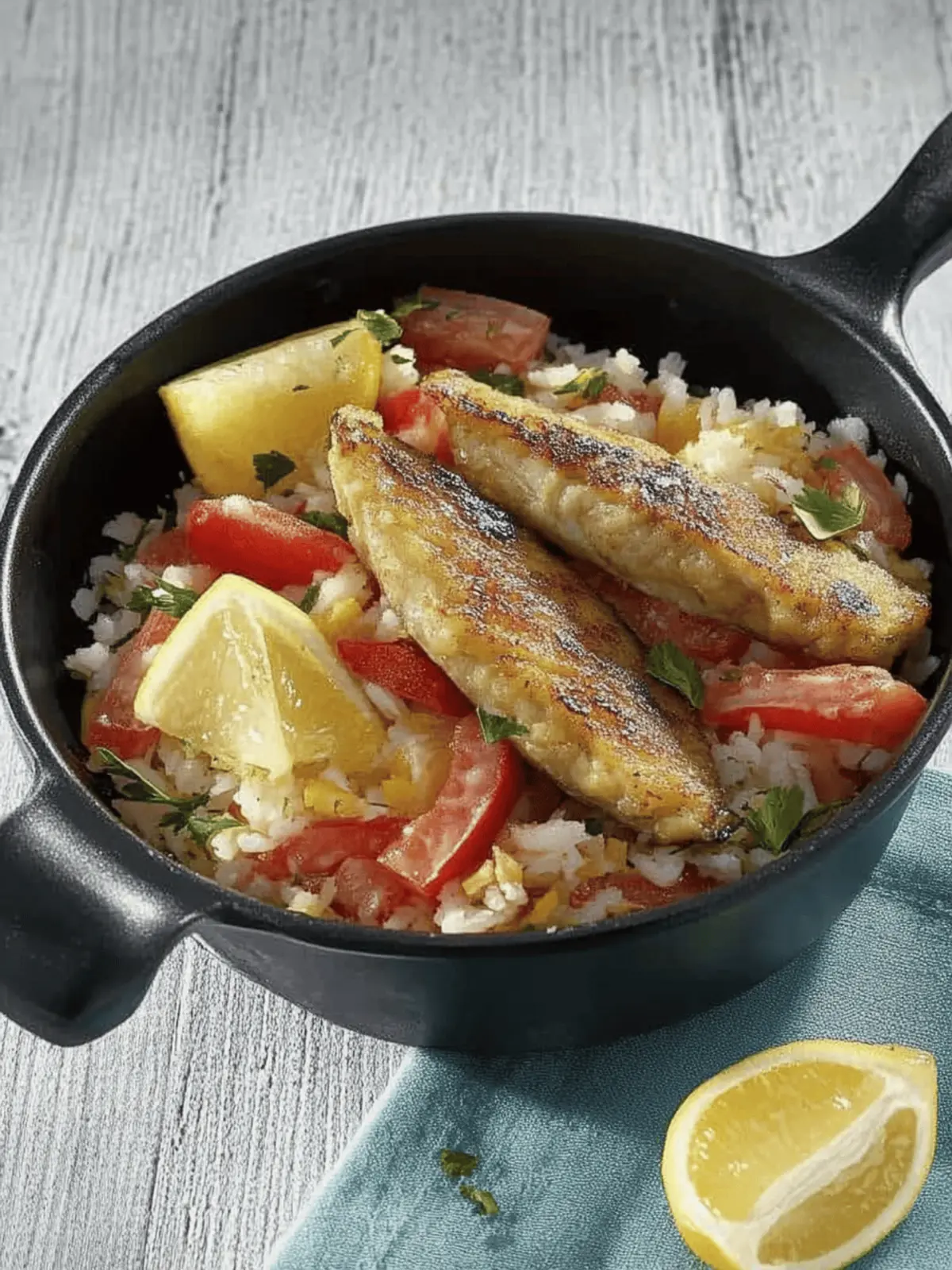 Reis-Tomaten-Pfanne mit Fisch