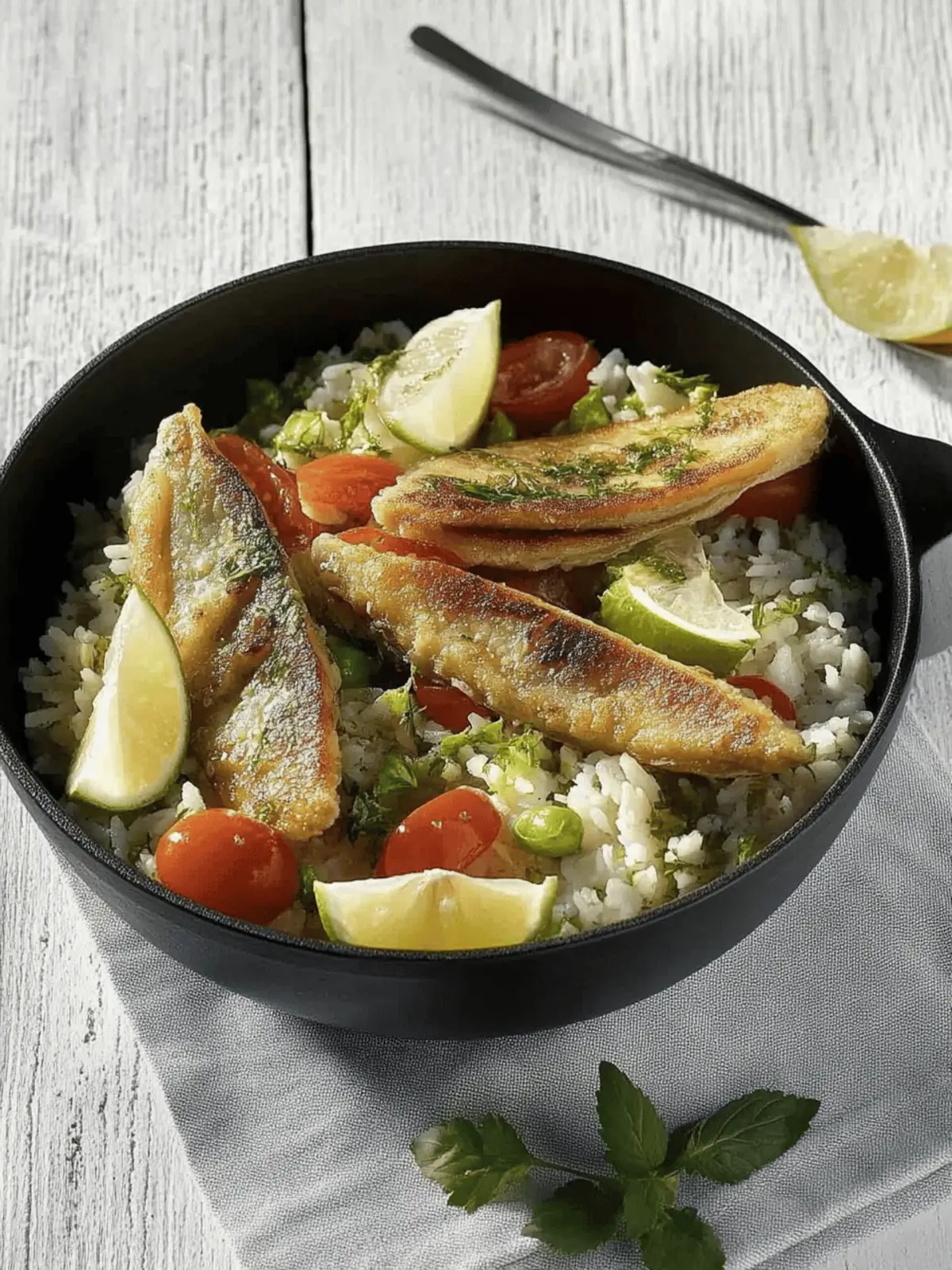 Reis-Tomaten-Pfanne mit Fisch