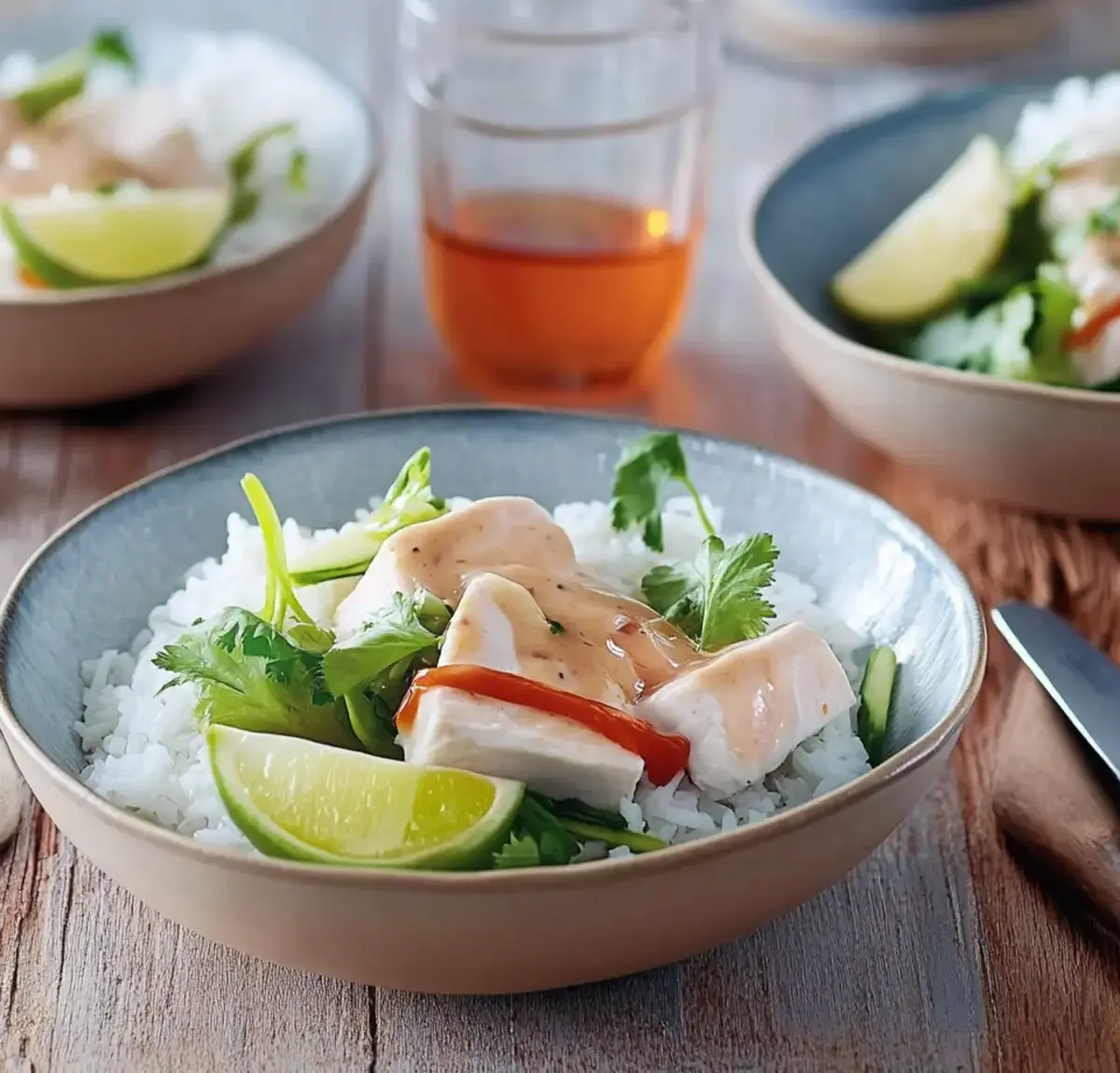 Schüssel mit Kokos-Limetten-Hähnchen
