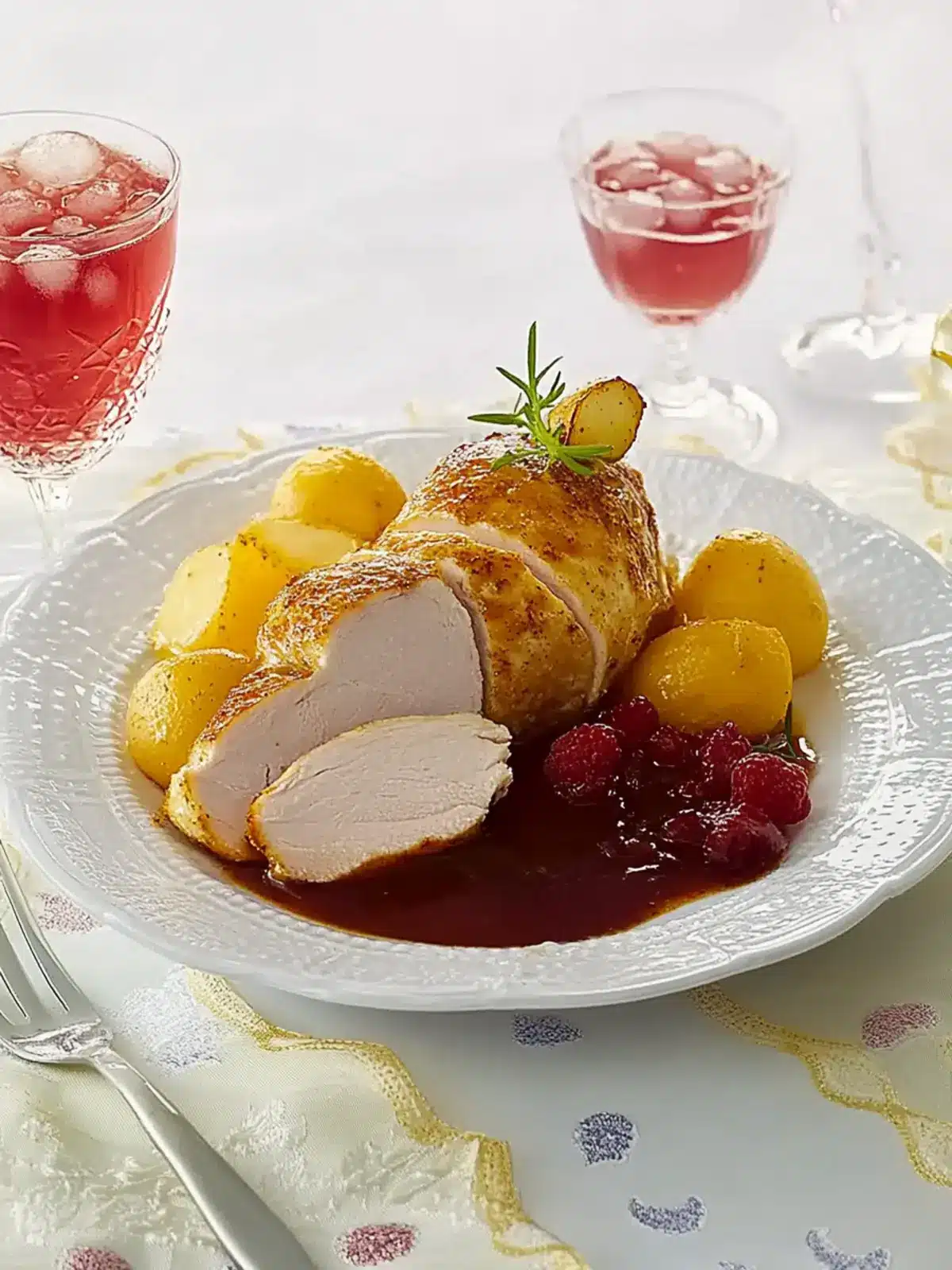 Frankreich: Hähnchenbrust mit Cassis-Soße und Herzoginkartoffeln