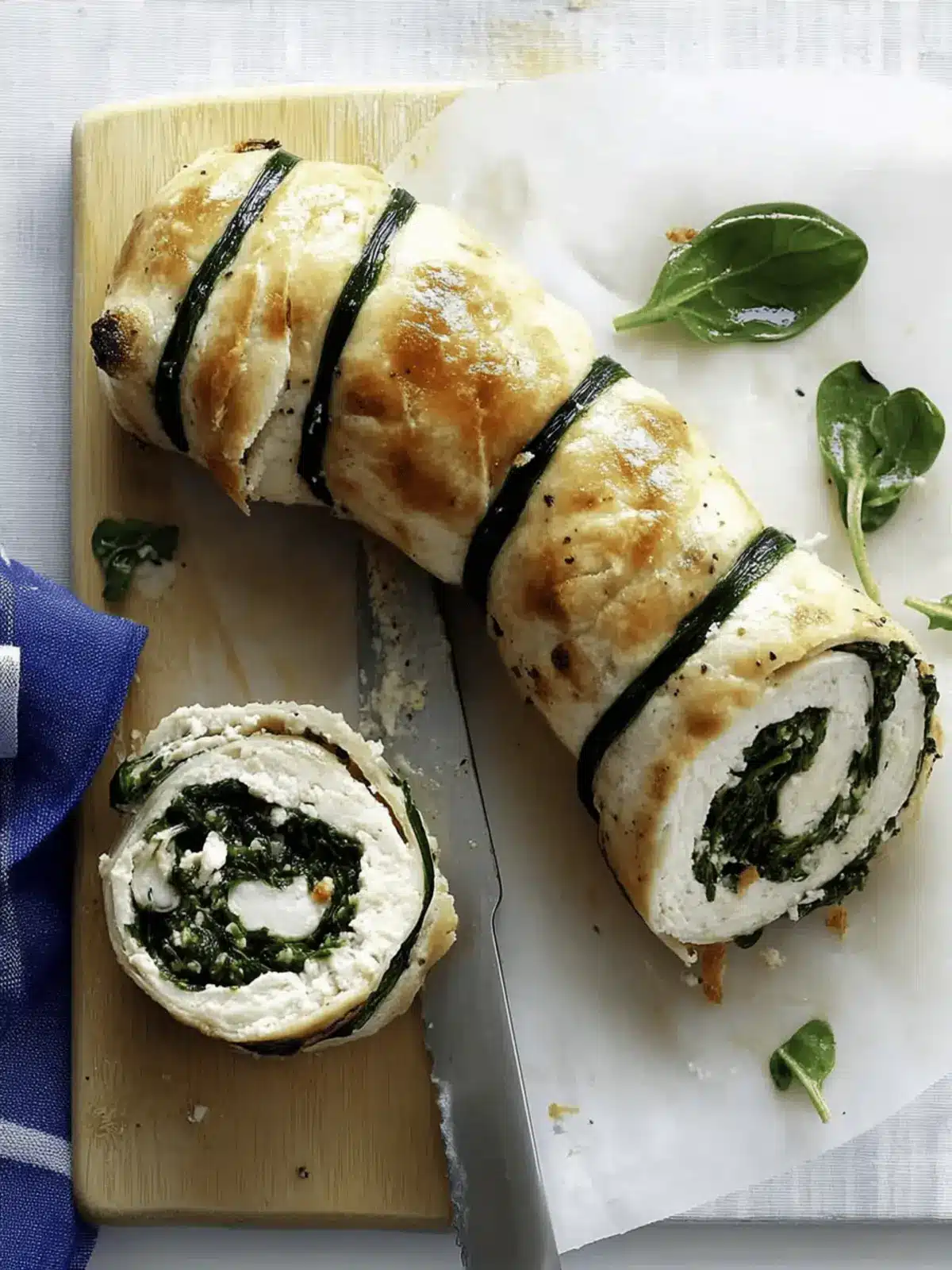 Hühnchenbrust-Spinat-Roulade