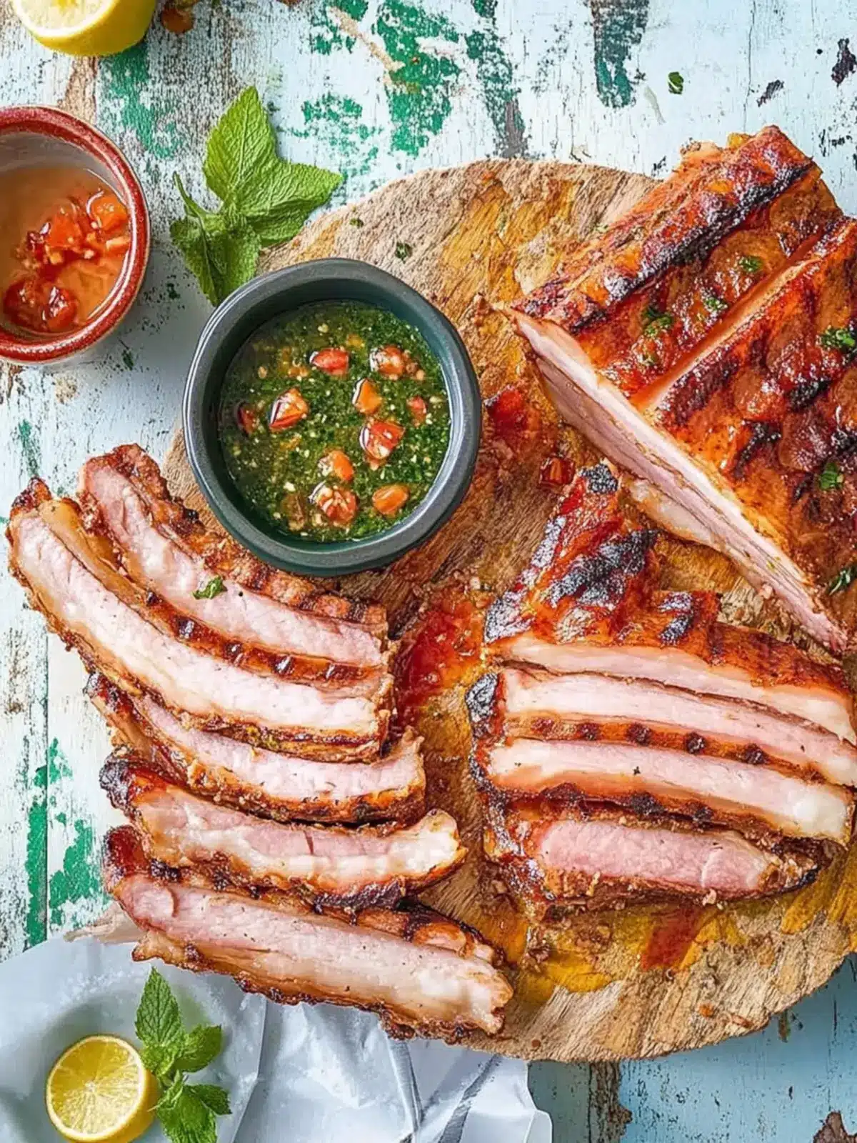 Crispy pork belly from the grill
