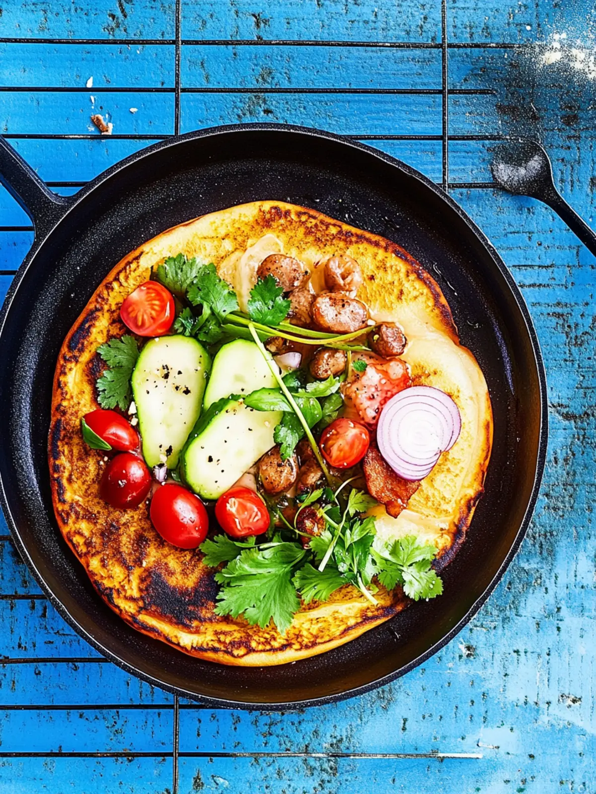 Wurst-Omelette vom Grill