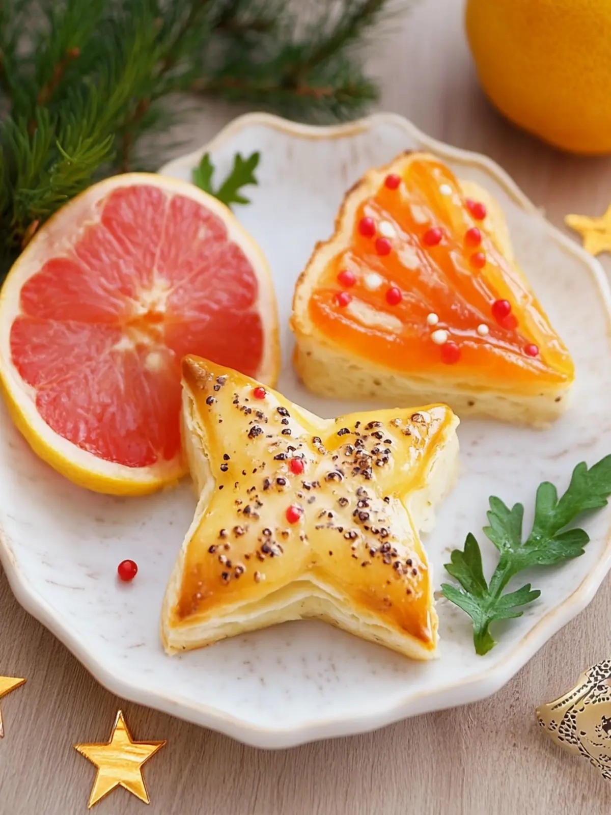 Puff pastry stars with salmon