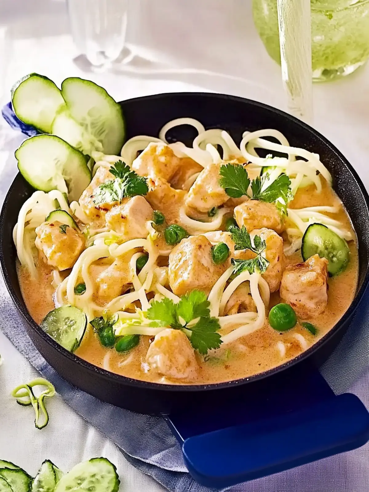 Hähnchenfilet in Saté-Soße mit Udon-Nudeln