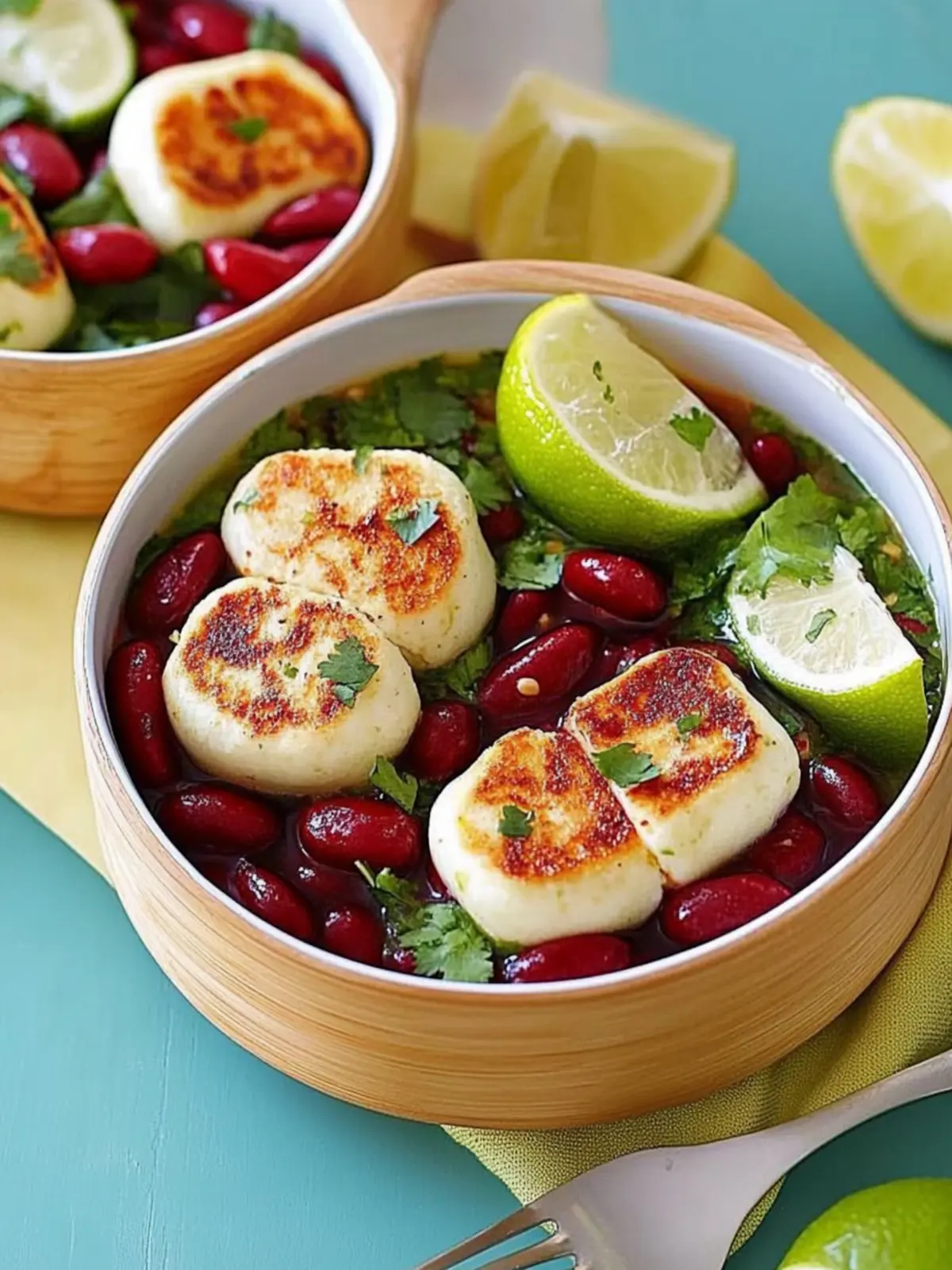 Halloumi-Salat auf Kidneybohnen