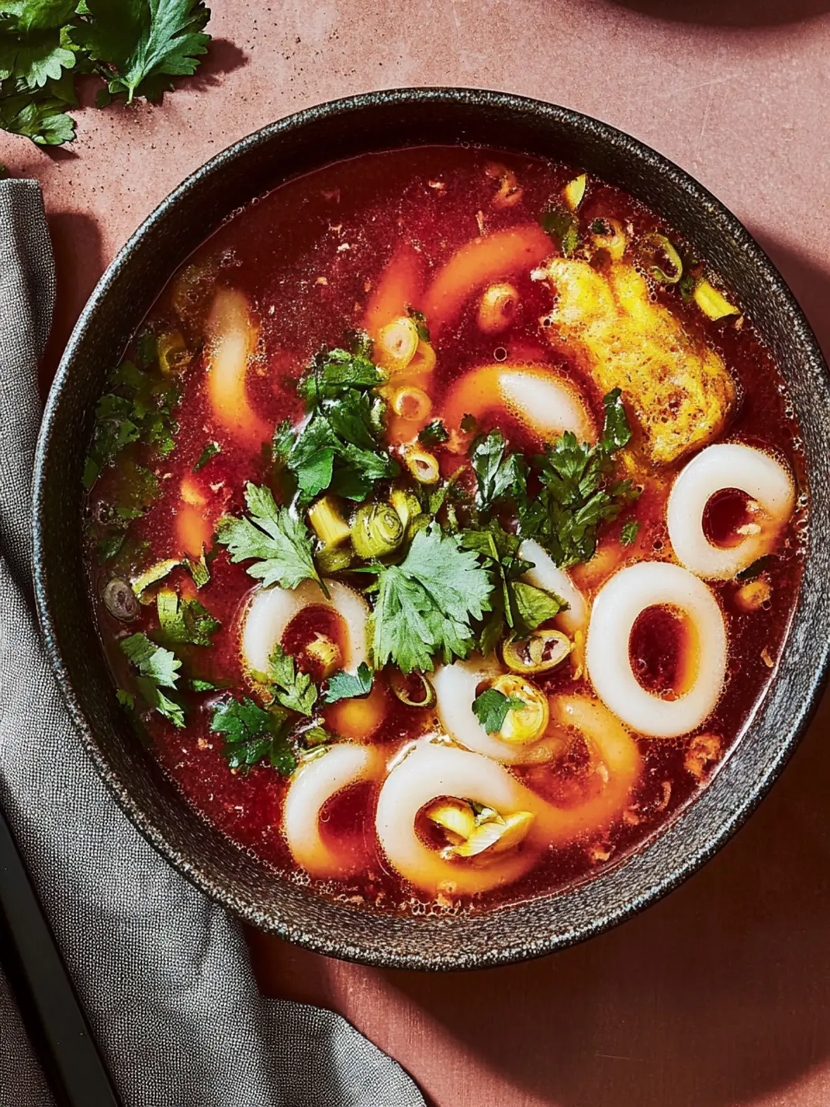 Udon in Butter-Tomaten-Soja-Brühe