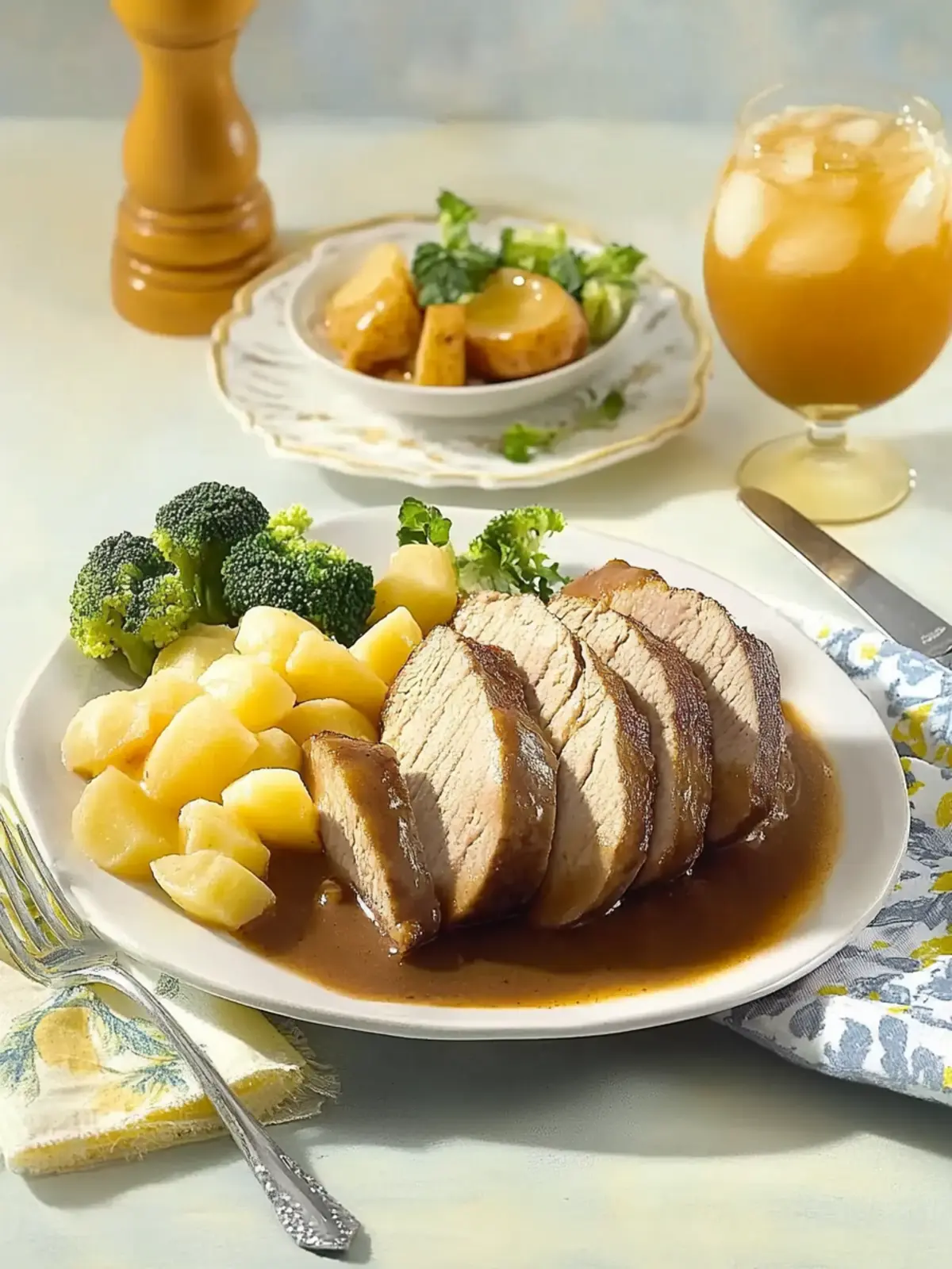 Sauerbraten mit Brokkoli und Kroketten
