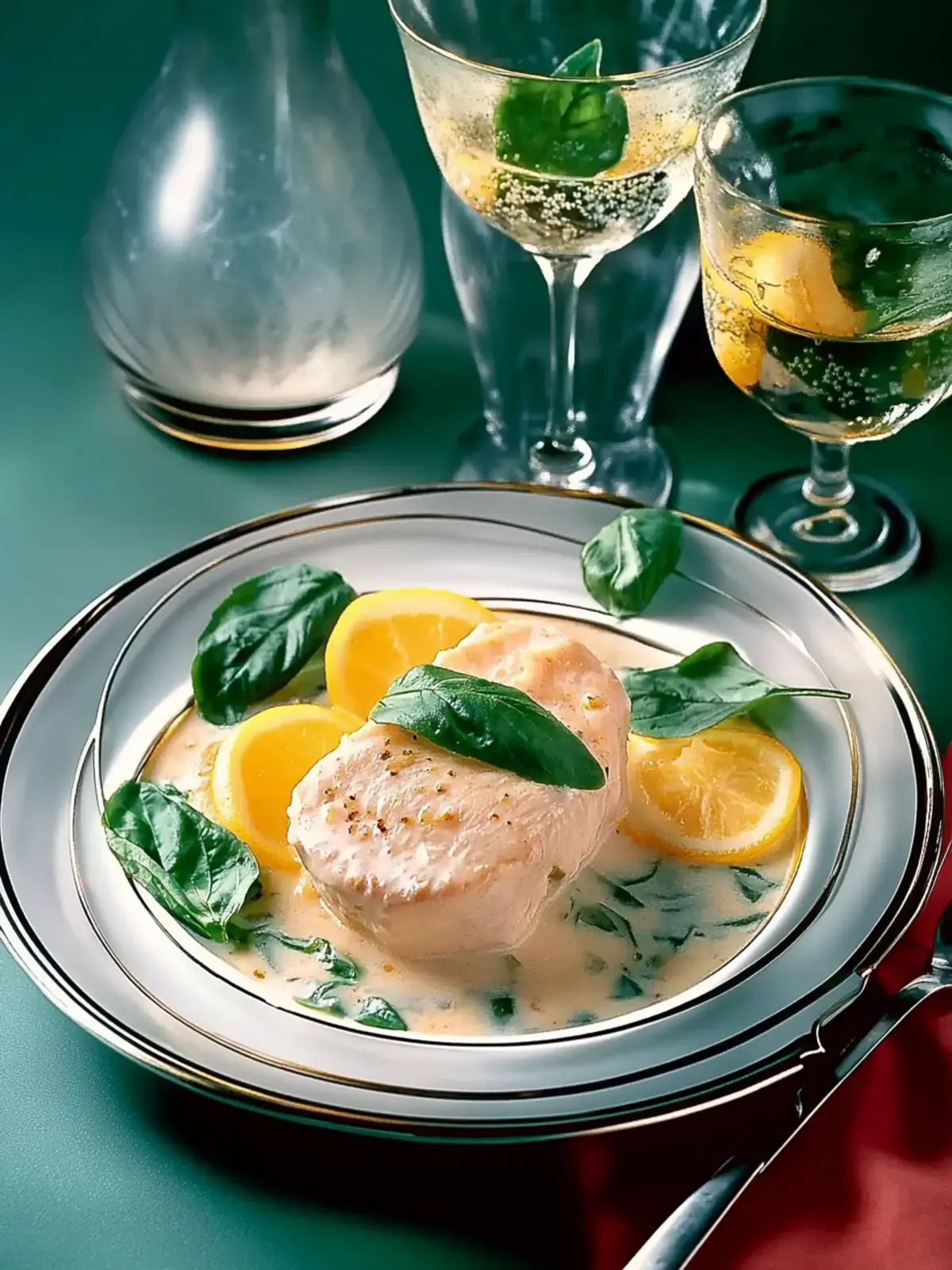 Hähnchenbrust mit Basilikumsoße