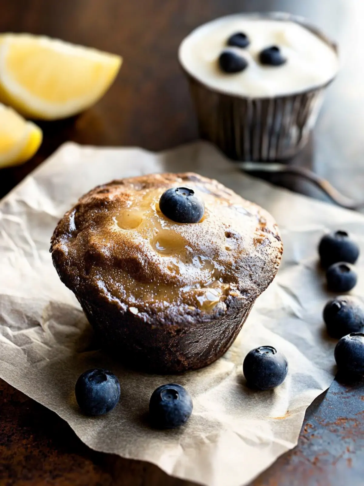 Glutenfreie Buchweizen-, Mohn- und Blaubeermuffins