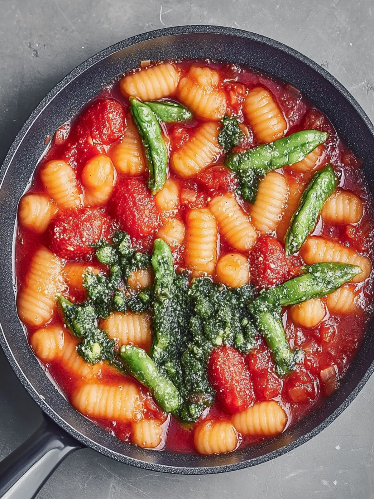 Ein-Pfannen-Süße-Tomaten-Gnocchi mit Spargel
