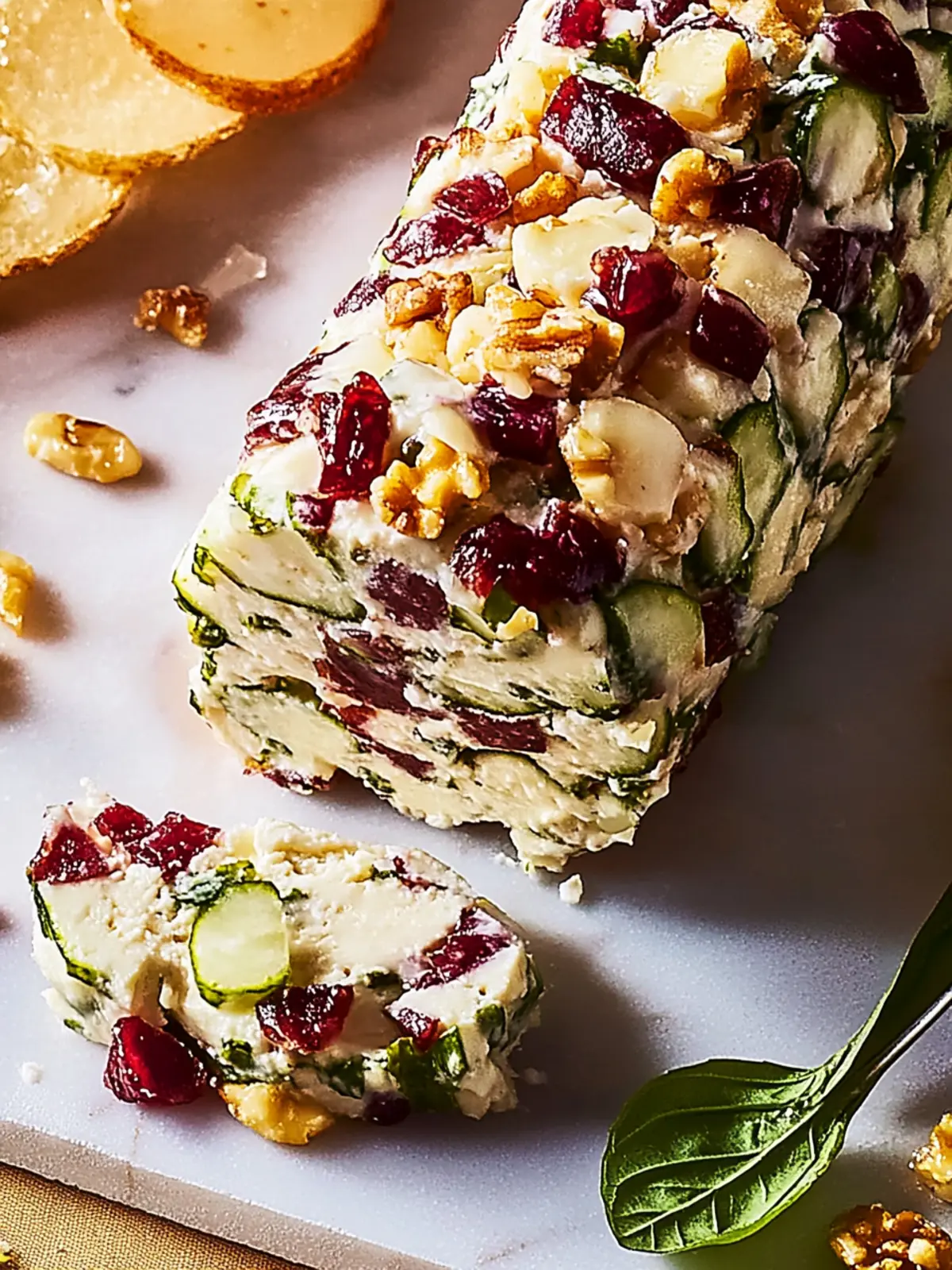 Käserolle mit Cranberrys und Walnüssen – Weihnachts-Party-Snacks