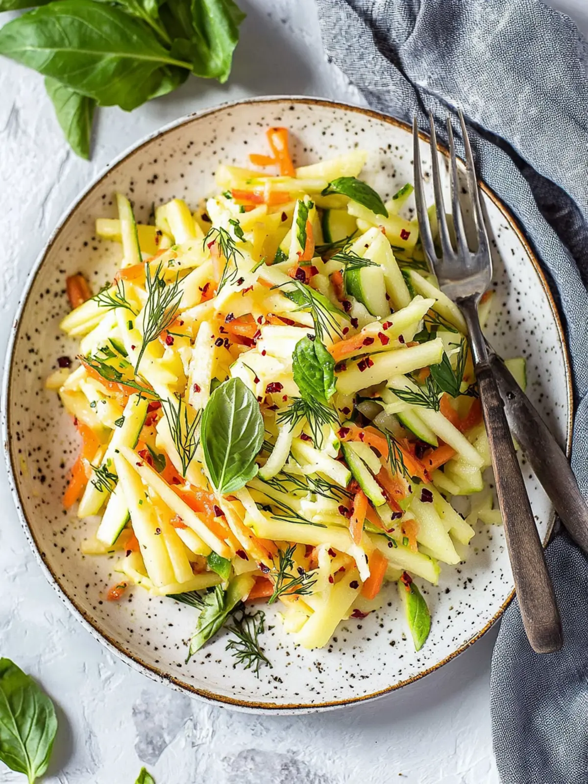 Rohkohlrabi-Apfel-Salat mit Dill und Joghurt