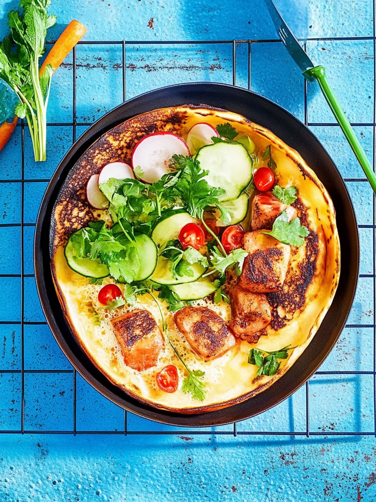 Wurst-Omelette vom Grill