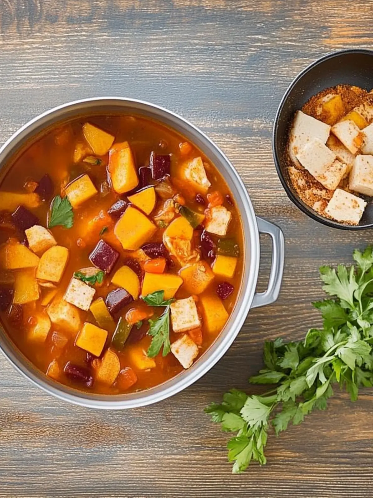 Vegetable stew with smoked tofu