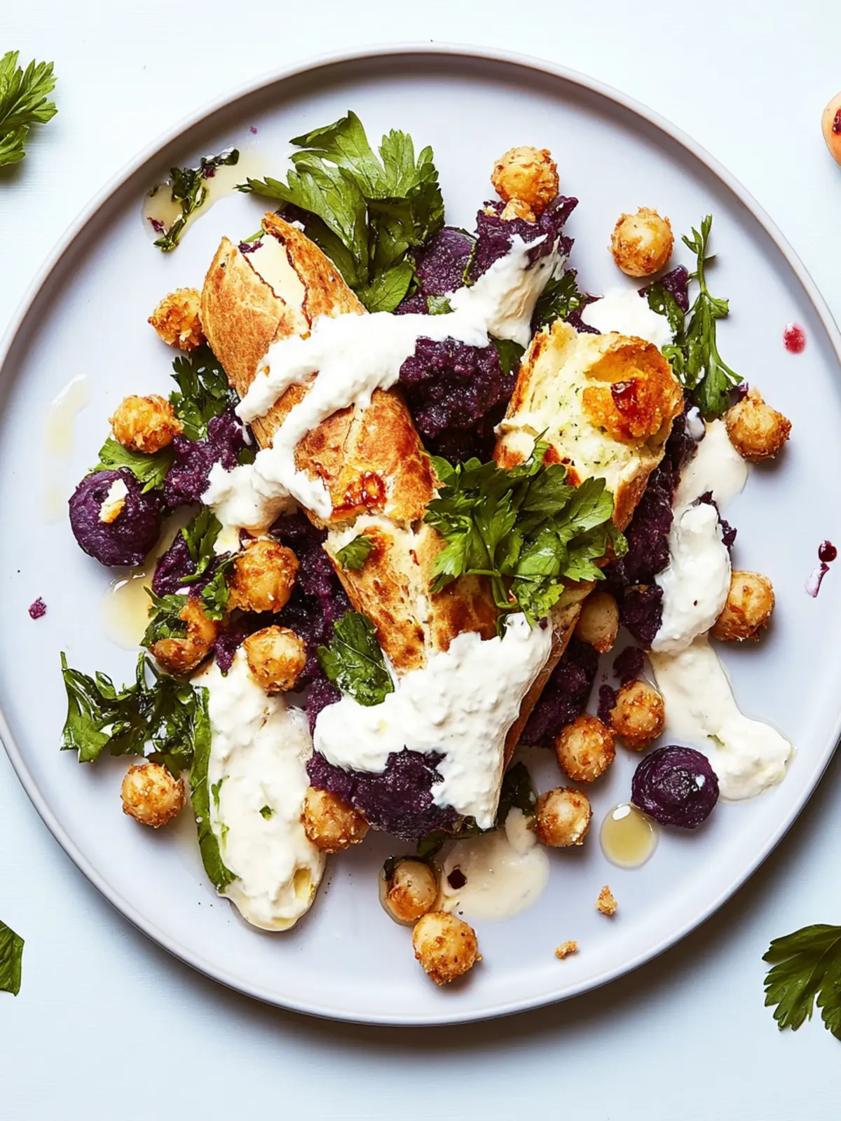 Fried cabbage steaks with crispy chickpeas and herb croutons - sides for the New Year's holidays