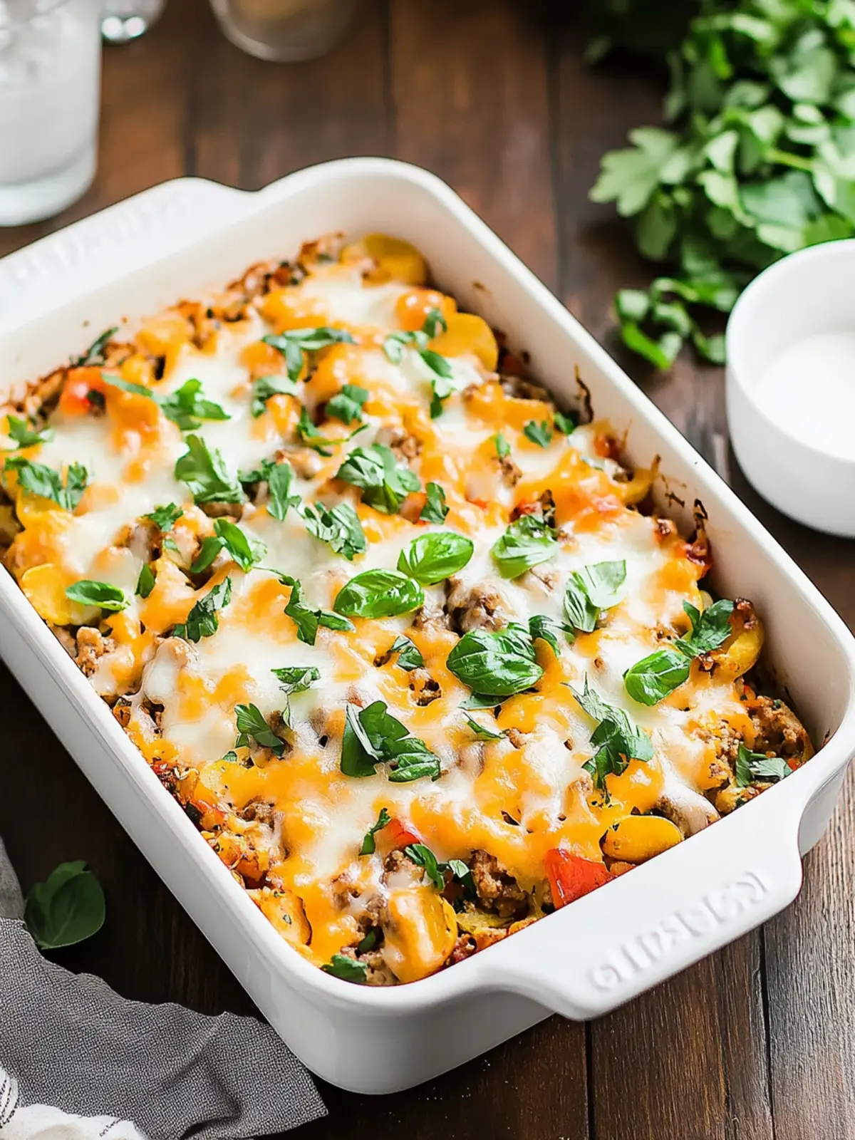 Spiralisierter mexikanischer Süßkartoffel-Hähnchen-Auflauf