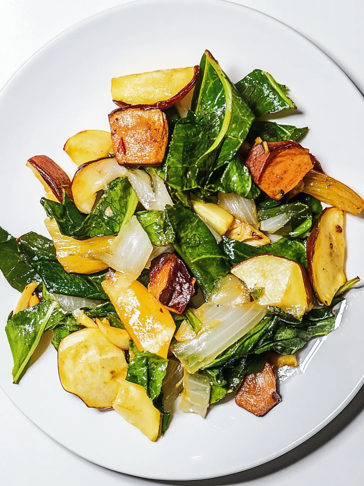 Fried kohlrabi with bacon and spring onions