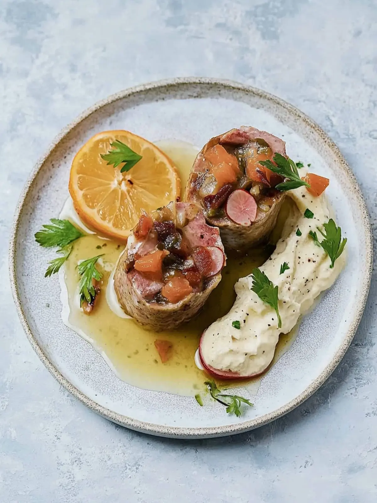 Kalbsfleischvögel mit Speck