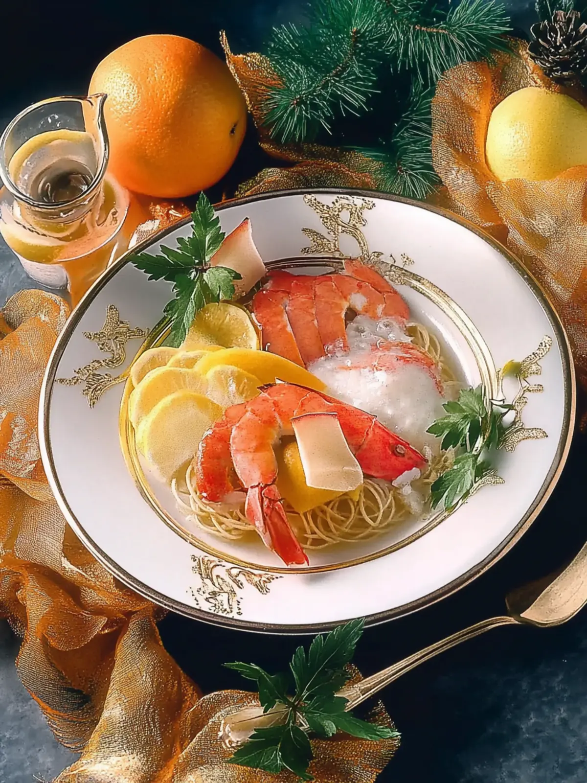 Hummer auf Porree-Möhren-Juliennegemüse