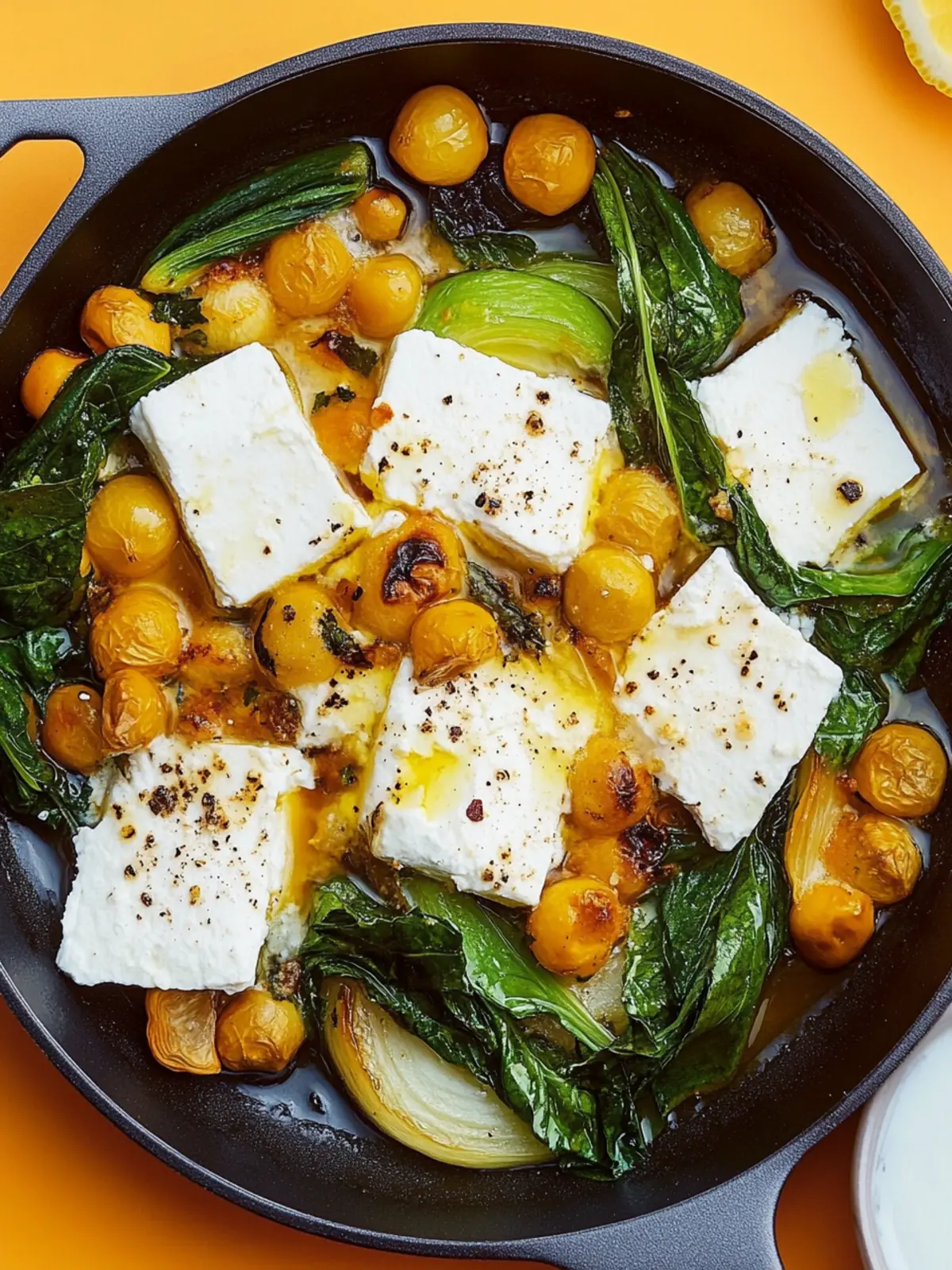 Baked Feta and Vegetables with Lemon Yogurt