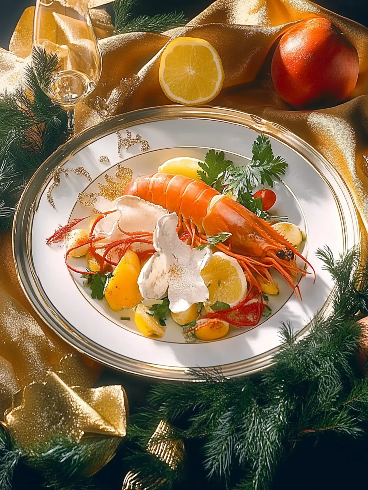 Hummer auf Porree-Möhren-Juliennegemüse