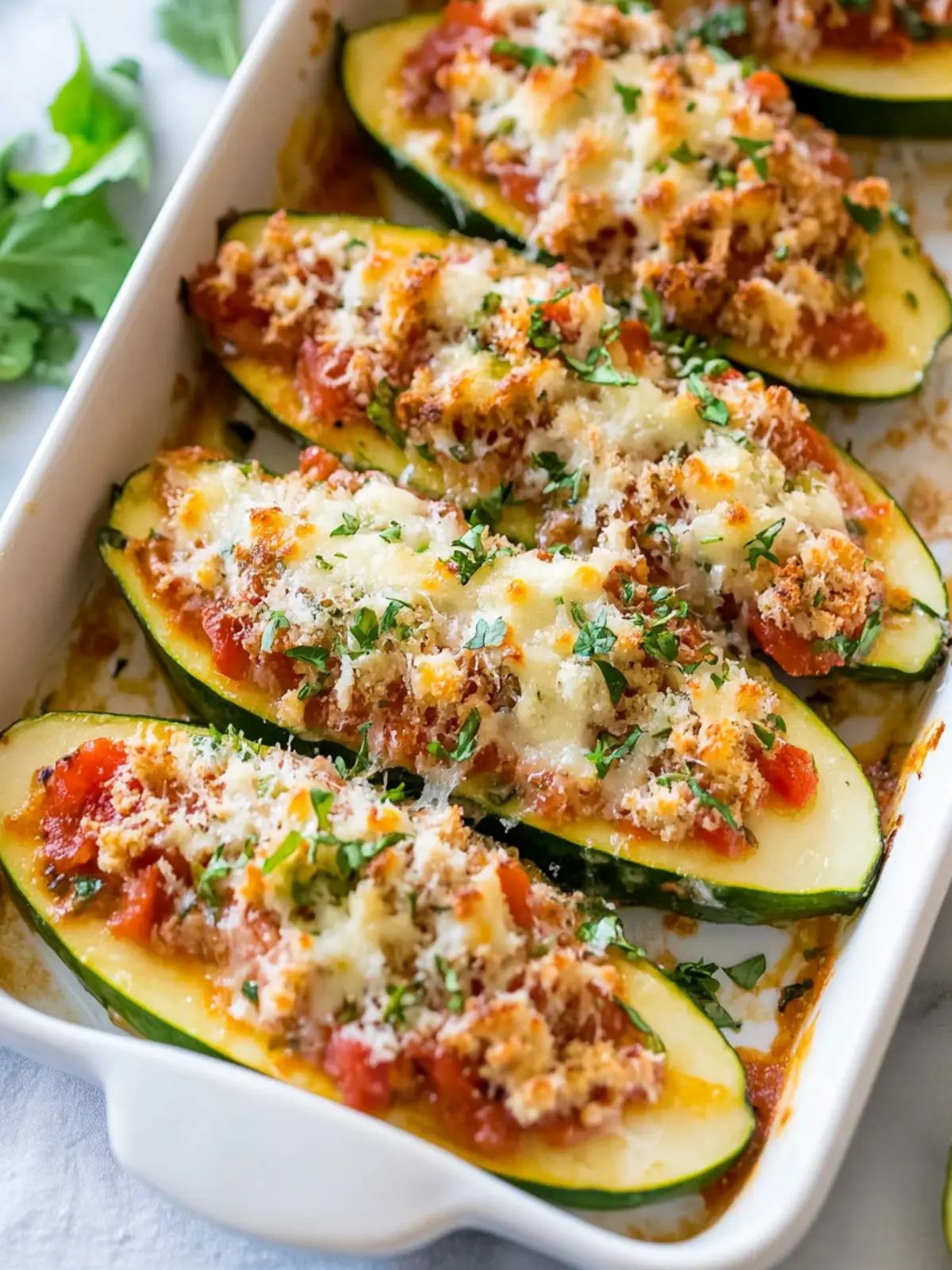 Gefüllte Zucchini-Boote