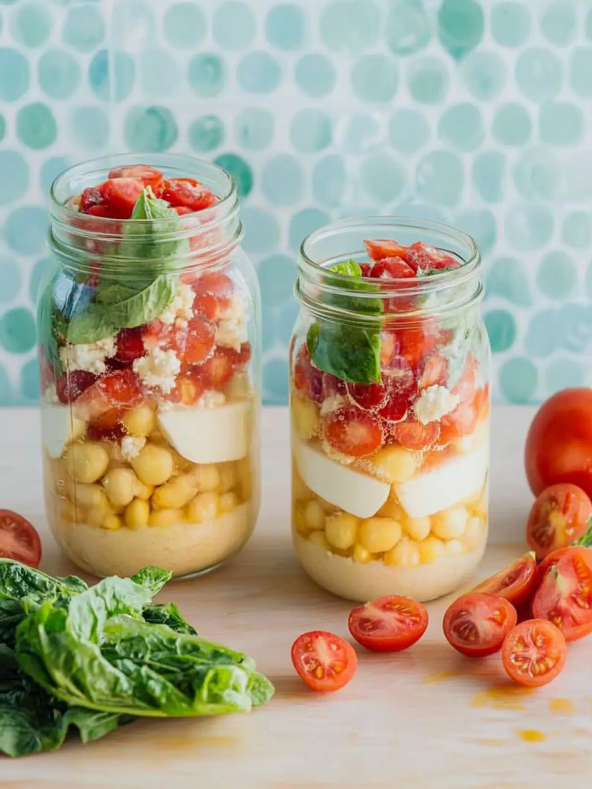 La Scala gehackter Salat mit cremigem Dressing im Einmachglas