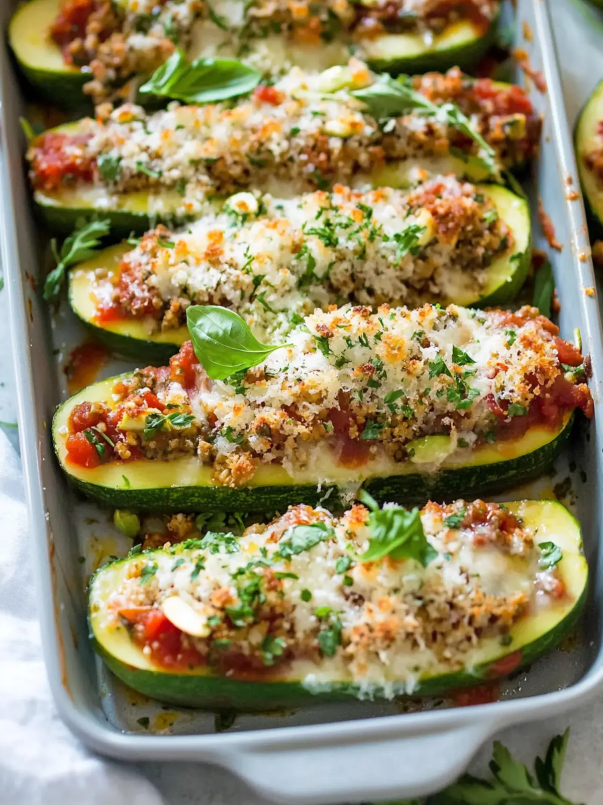 Gefüllte Zucchini-Boote