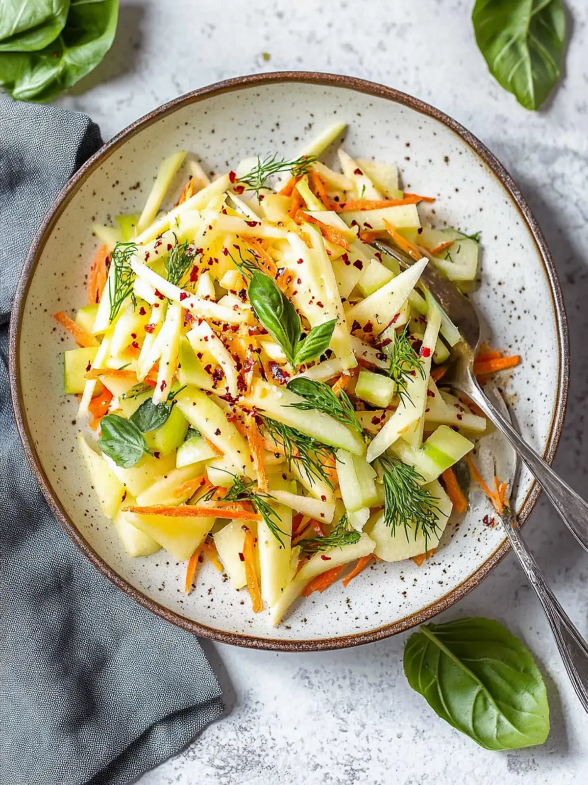 Rohkohlrabi-Apfel-Salat mit Dill und Joghurt