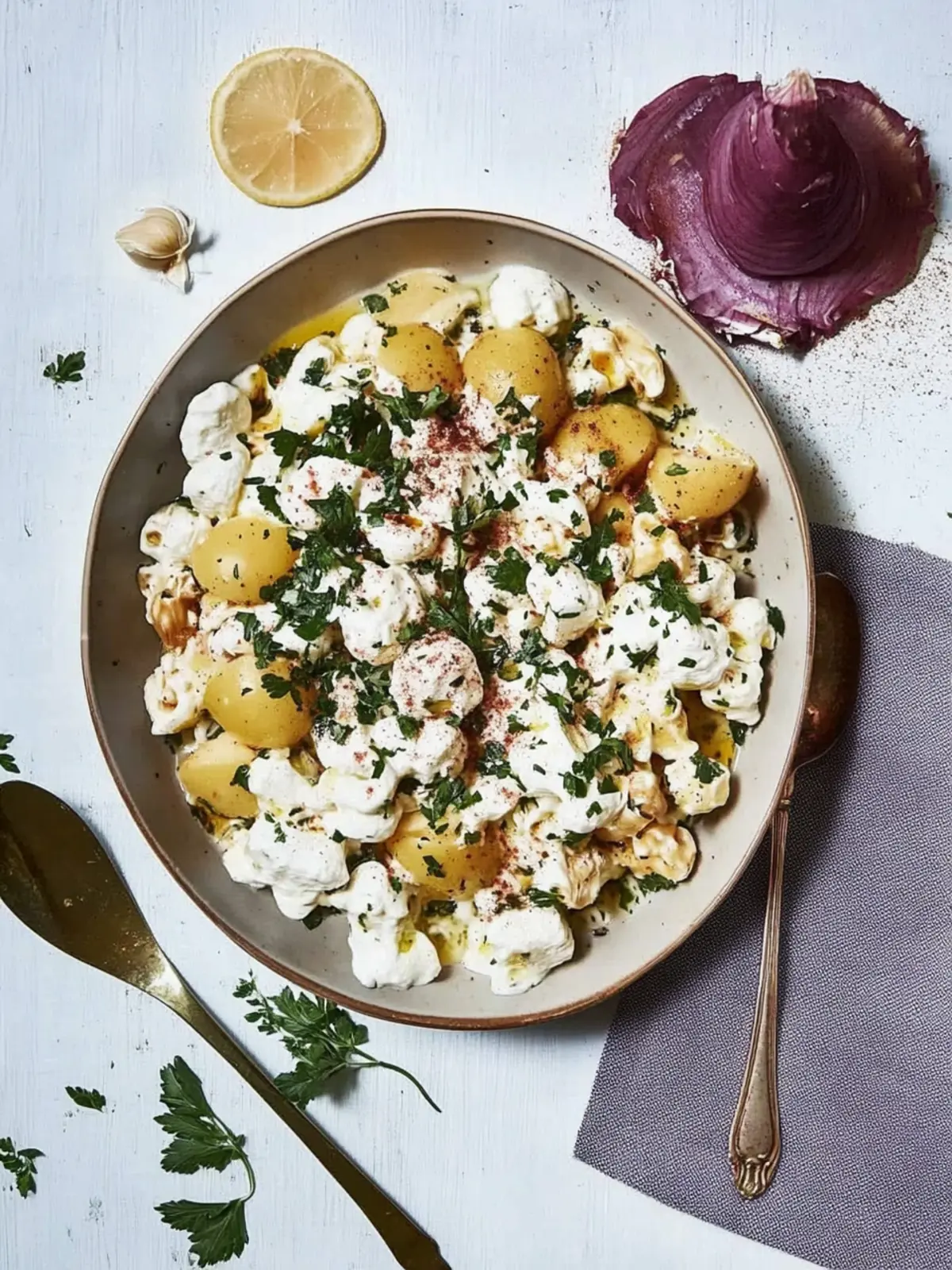 Zerdrückte Sauerrahmkartoffeln