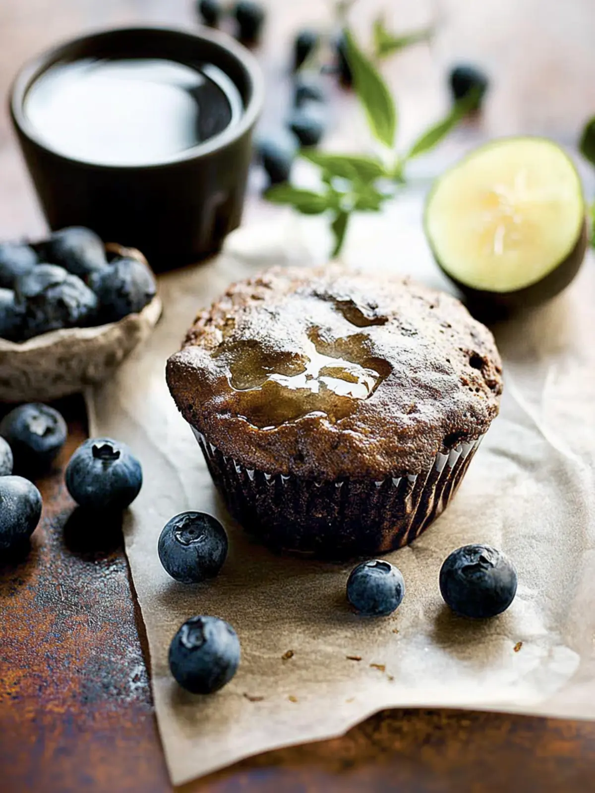 Glutenfreie Buchweizen-, Mohn- und Blaubeermuffins