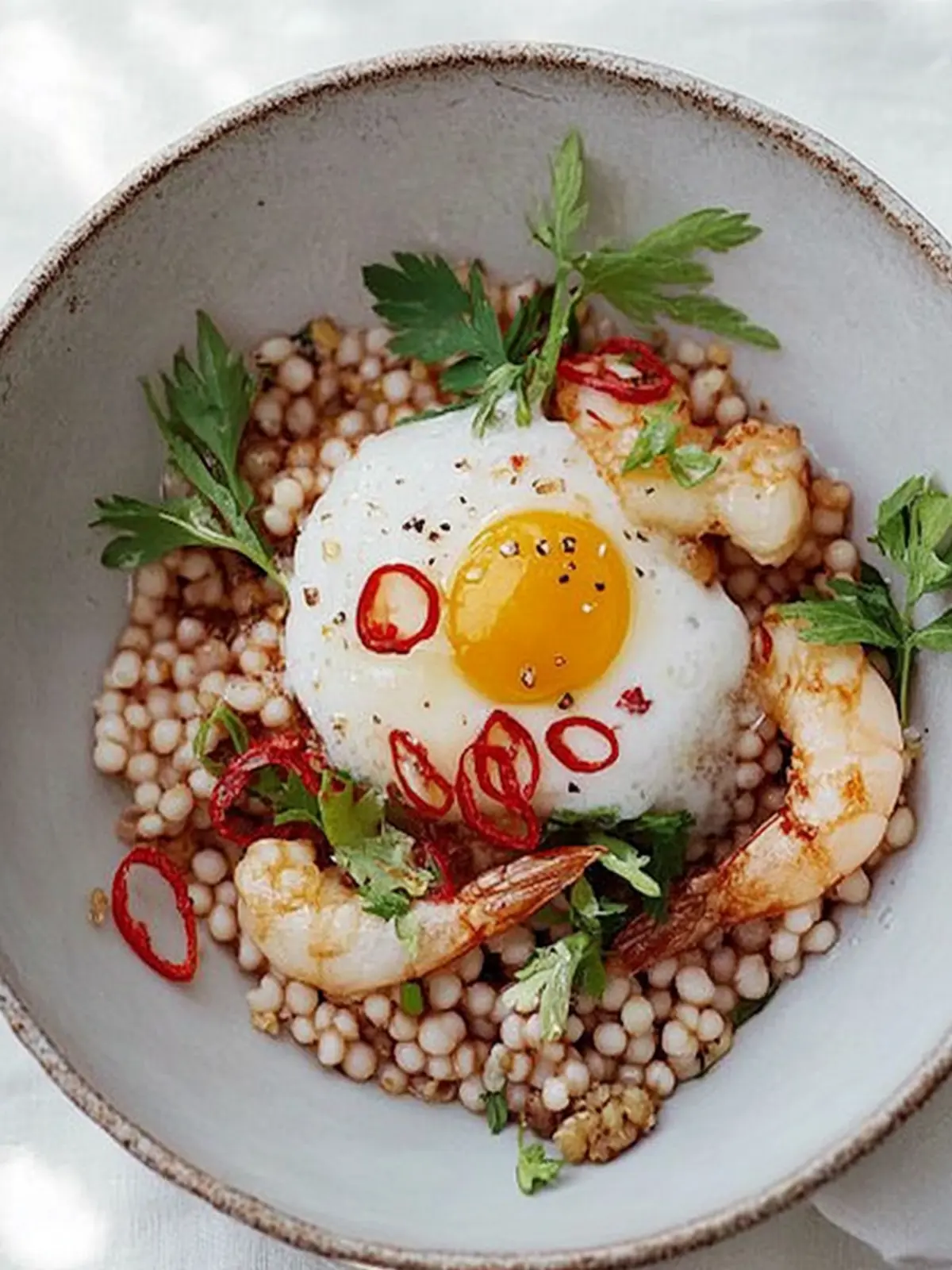 Fried grain with shrimp and eggs