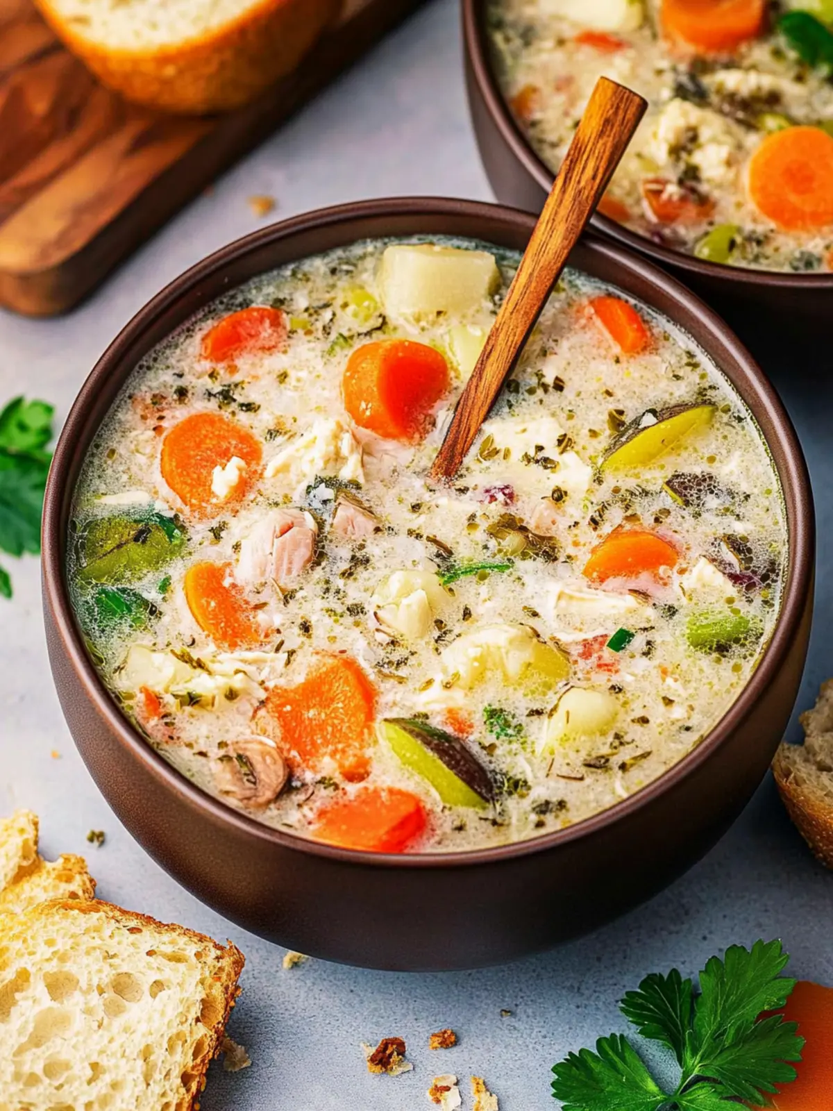 Cremige Hühner-Wildreis-Suppe