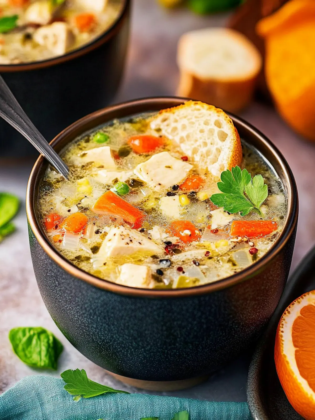 Cremige Hühner-Wildreis-Suppe