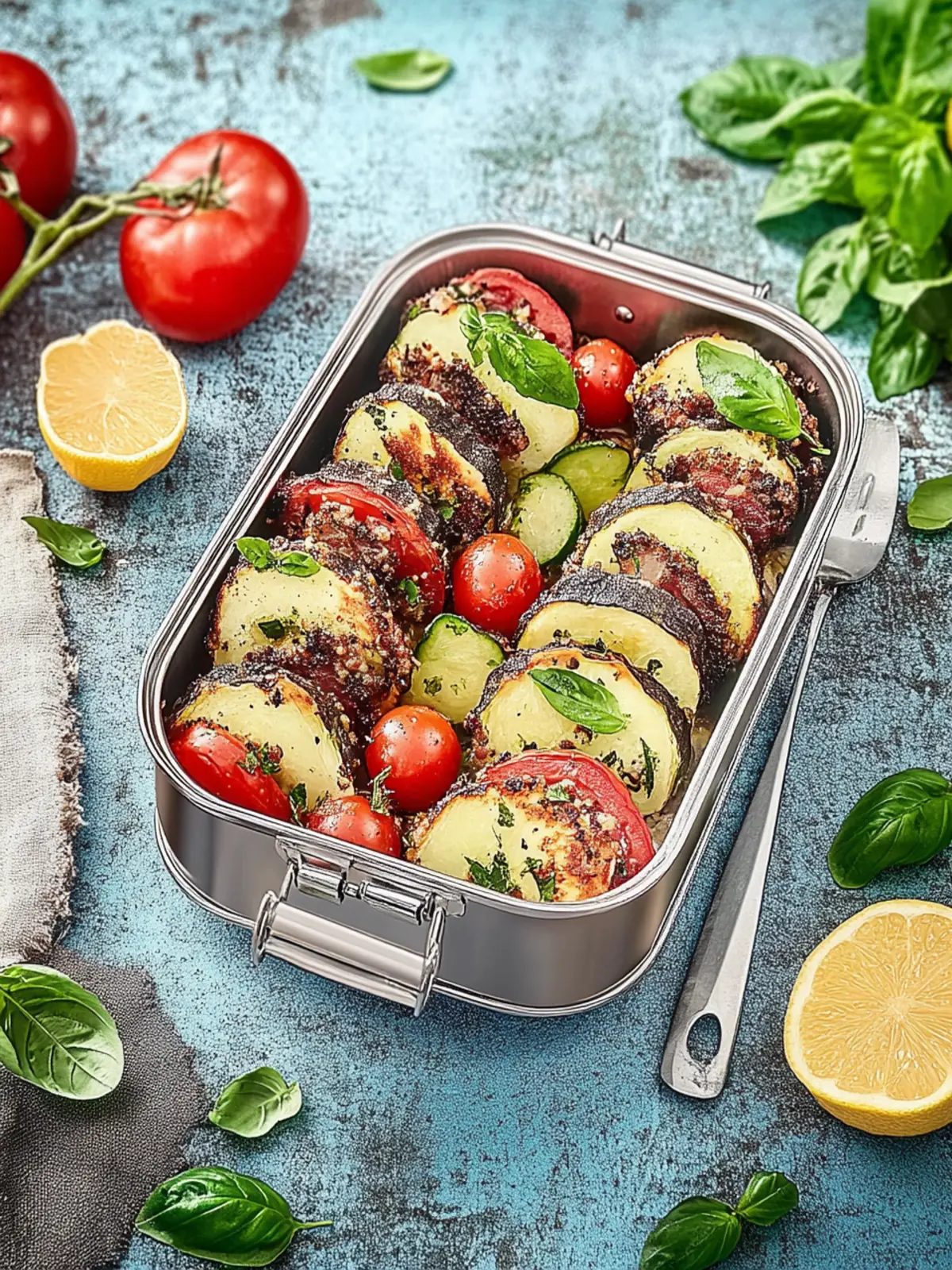 Feta-Zucchini-Tomaten-Gratin