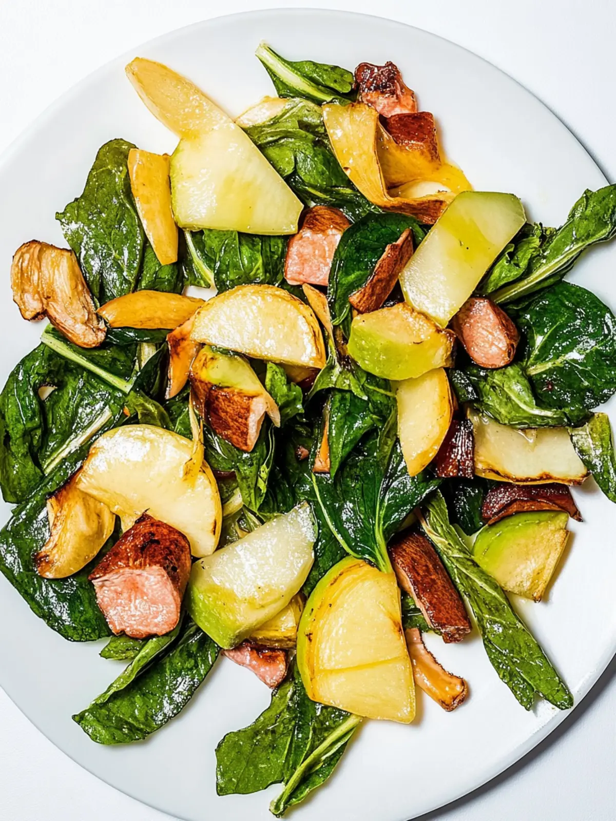 Fried kohlrabi with bacon and spring onions