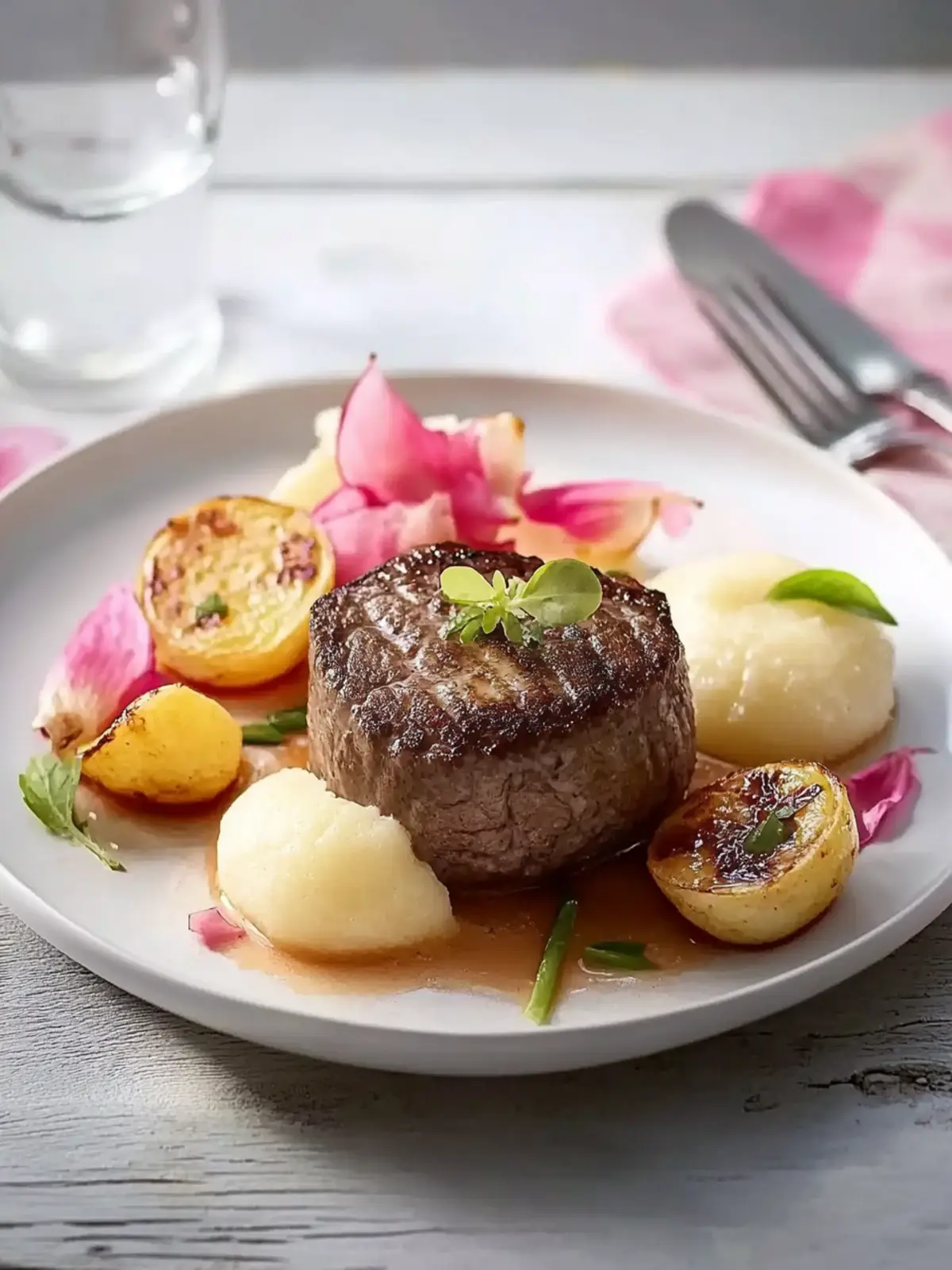 Rinderfilet mit Kartoffelknödeln und Gemüse
