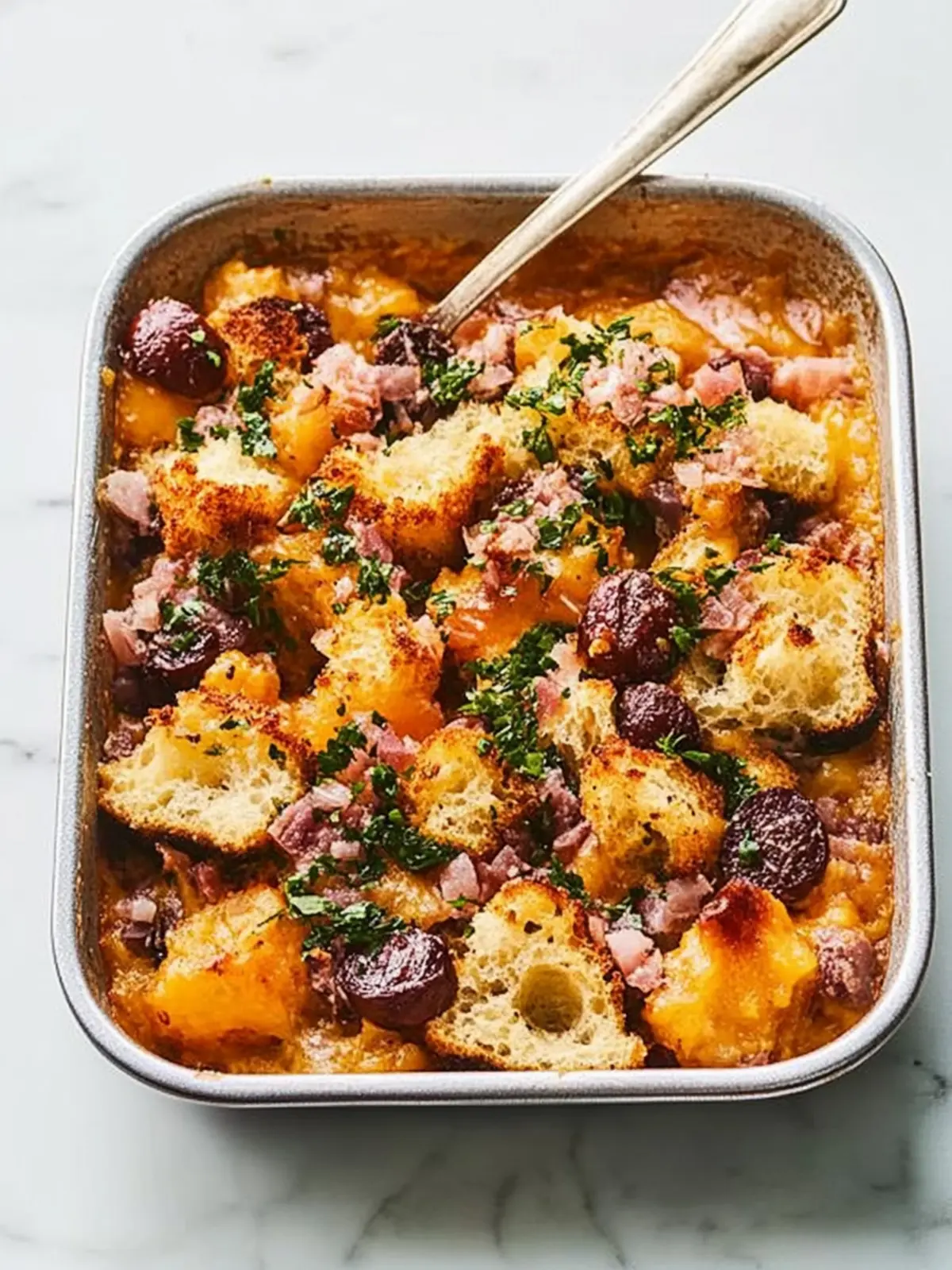 Overnight prepared sausage mushroom strata - New Year's brunch