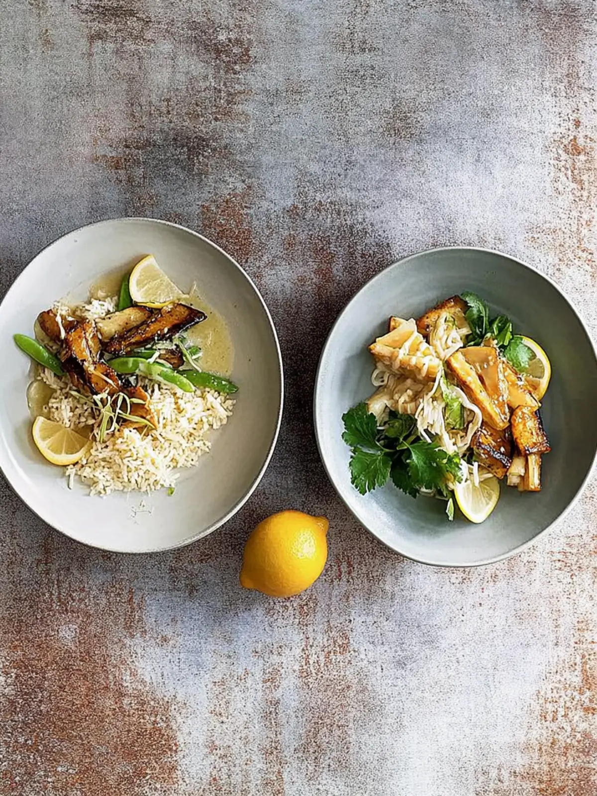 Kräuterseitlinge Asia Stil mit Nudeln