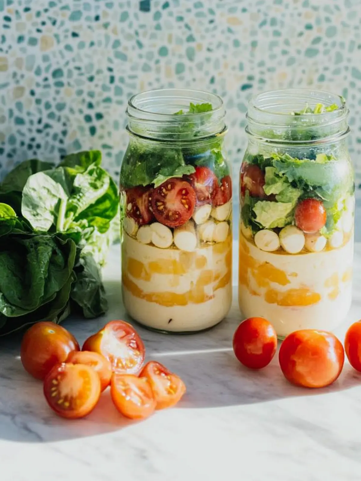 La Scala gehackter Salat mit cremigem Dressing im Einmachglas