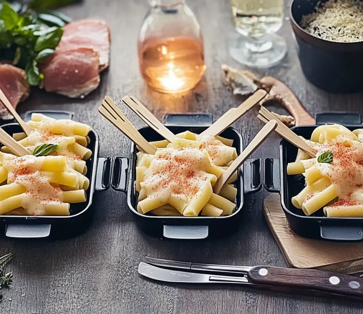 Raclette Pfännchen mit Nudeln