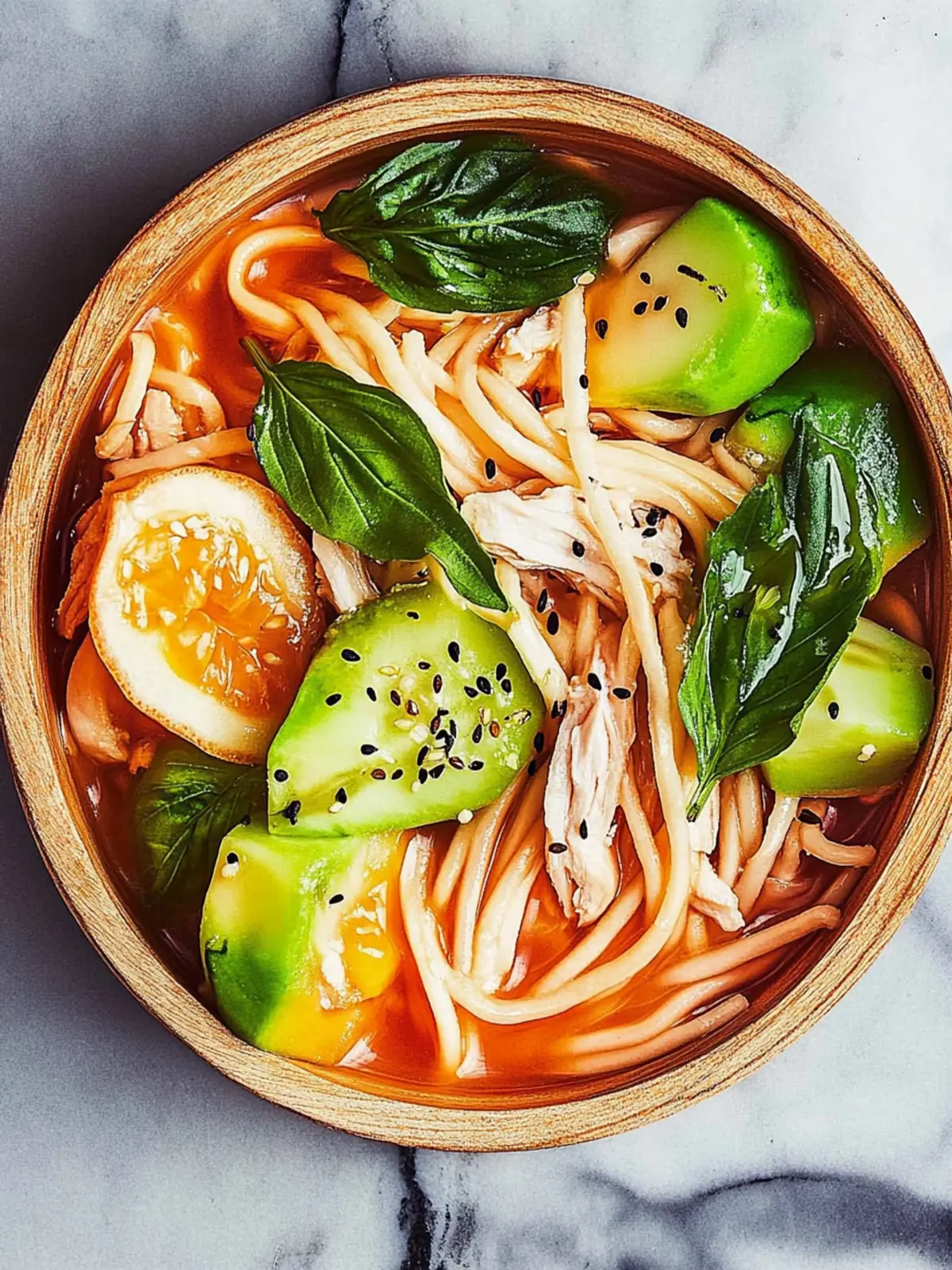 Udon-Dressing mit Hühnchen und Knoblauch-Erdnuss-Dressing