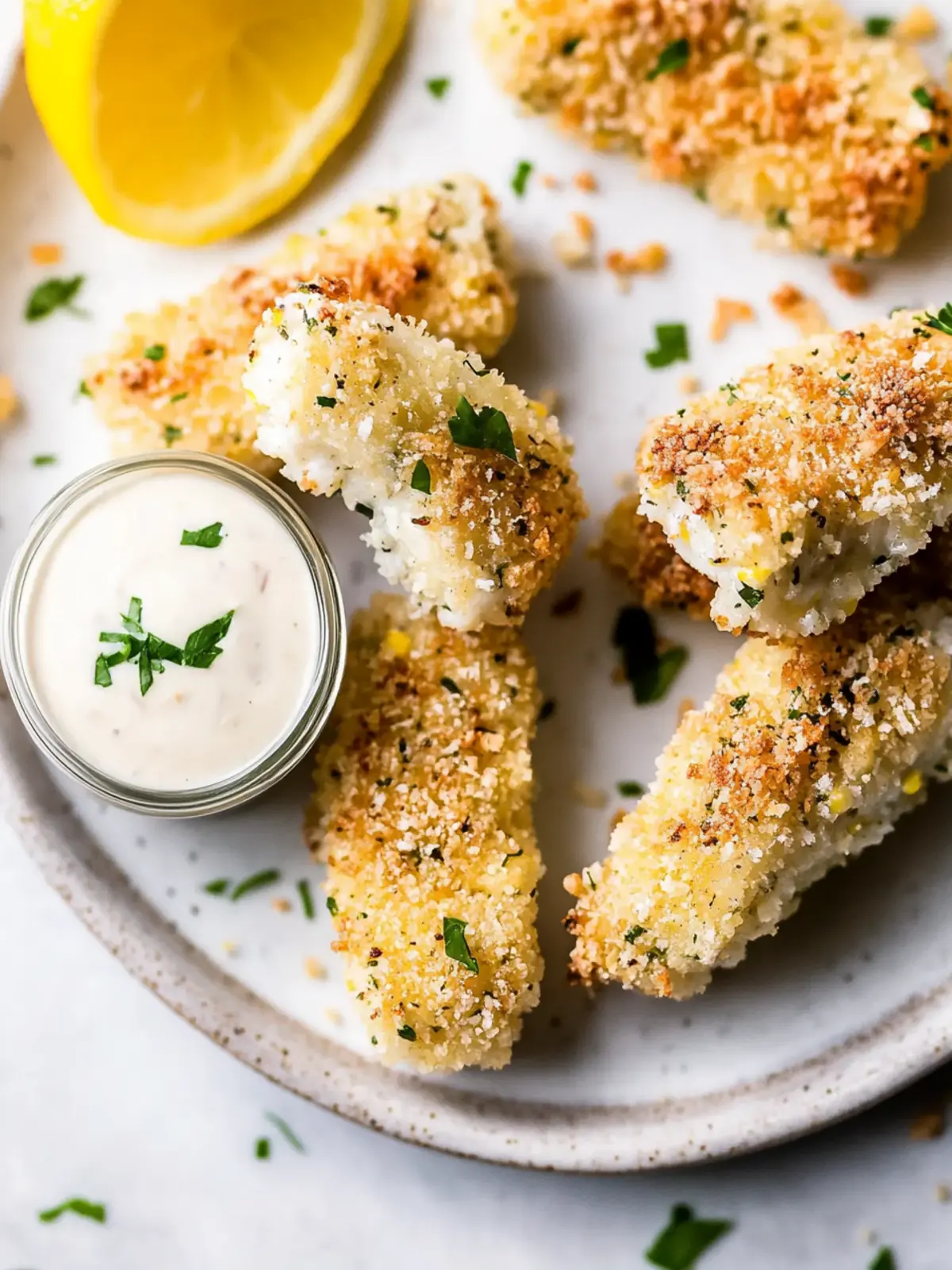 Gebackene Fischstäbchen