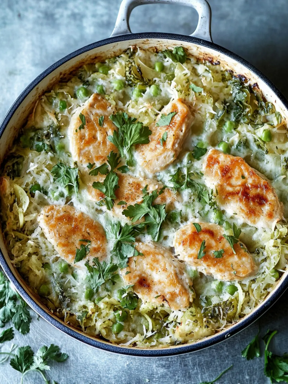 Überbackenes Hähnchen mit Käse und Reis