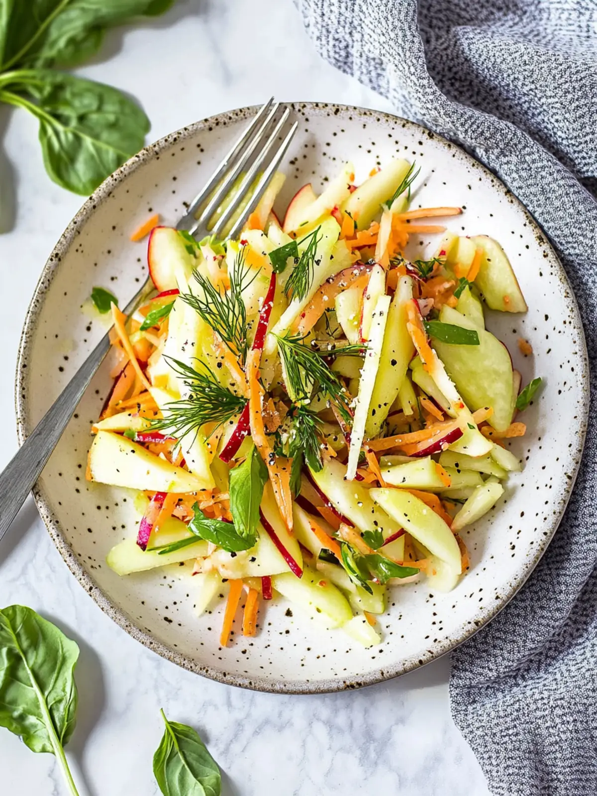 Rohkohlrabi-Apfel-Salat mit Dill und Joghurt
