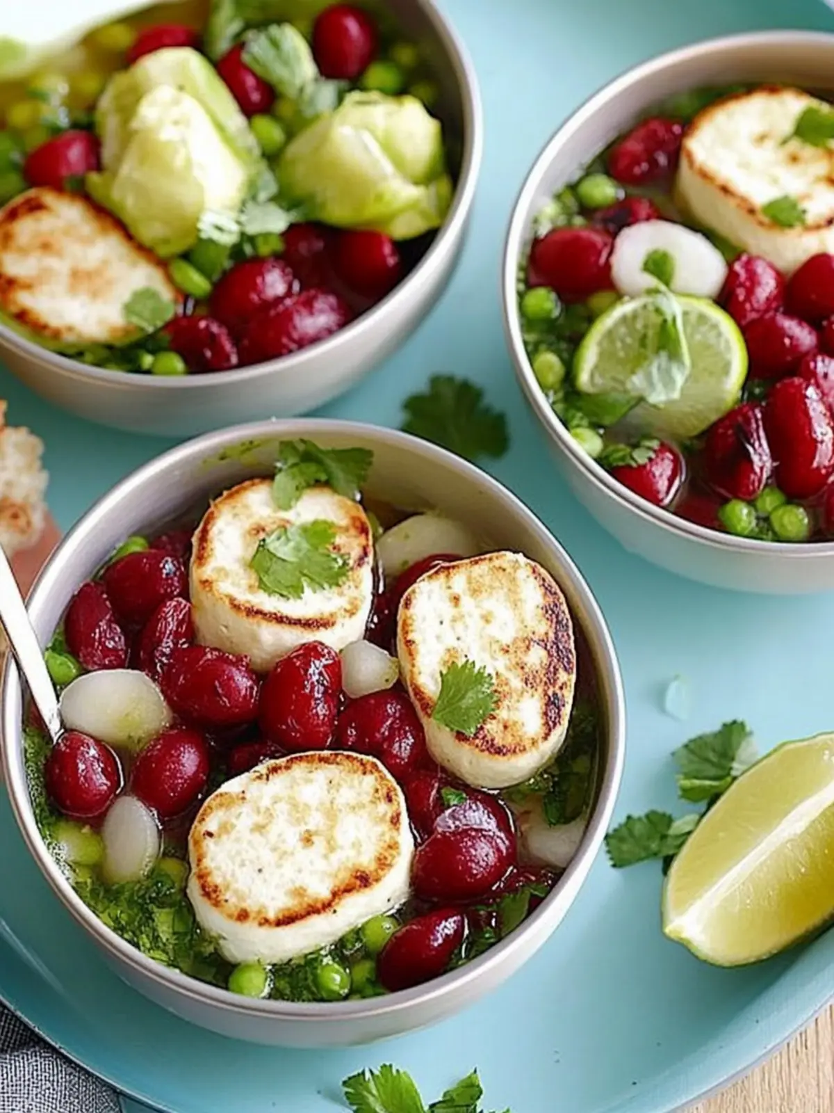 Halloumi-Salat auf Kidneybohnen