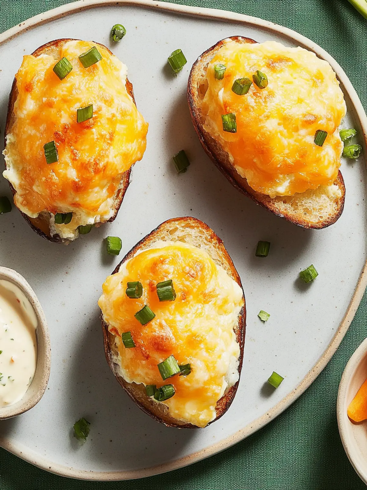 Zweimal gebackene Kartoffeln mit Cheddar und Knoblauch